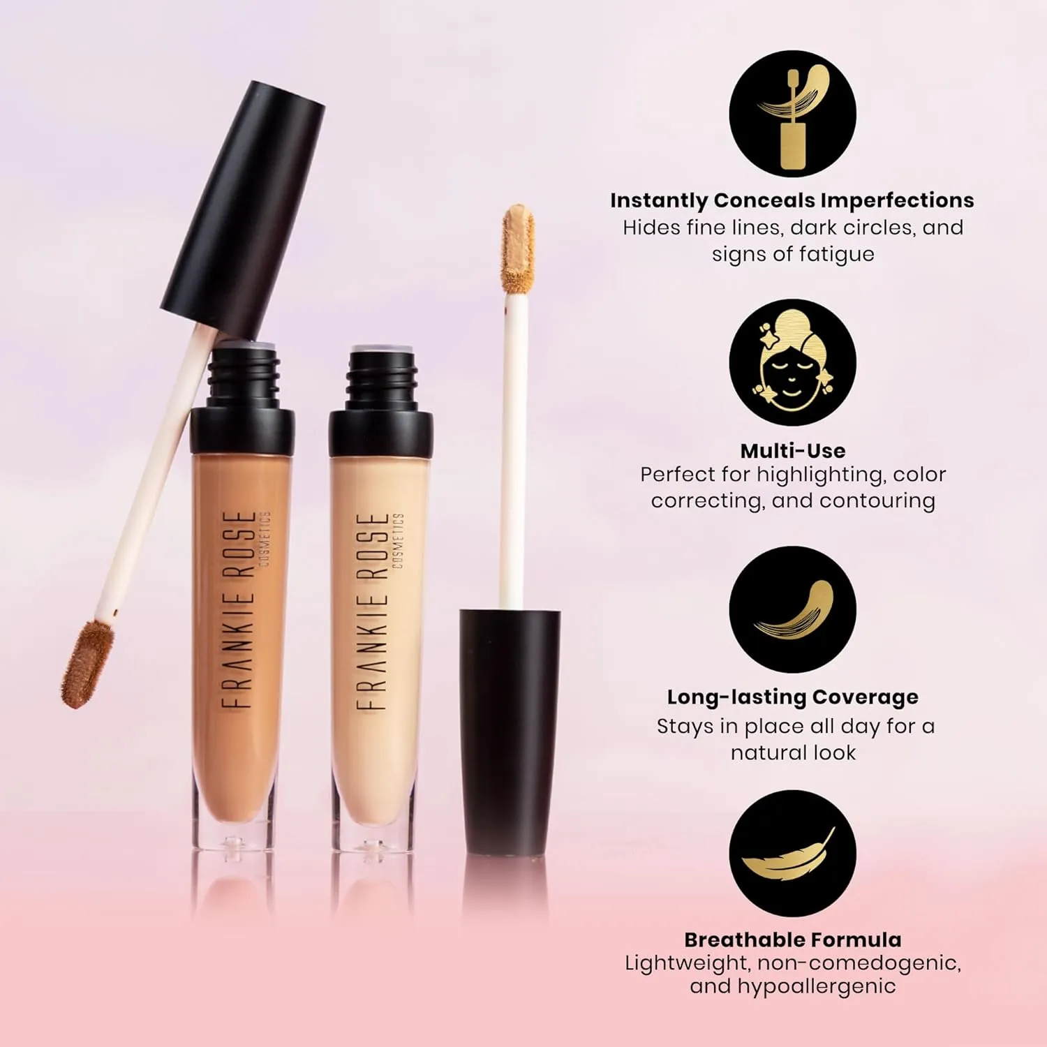Frankie Rose Cosmetics Our Lil' Secret Concealer Sweat-Proof & Matte Under Eye Concealer, Long Lasting Full Coverage For Fine Lines, Dark Circles & Hide Imperfections