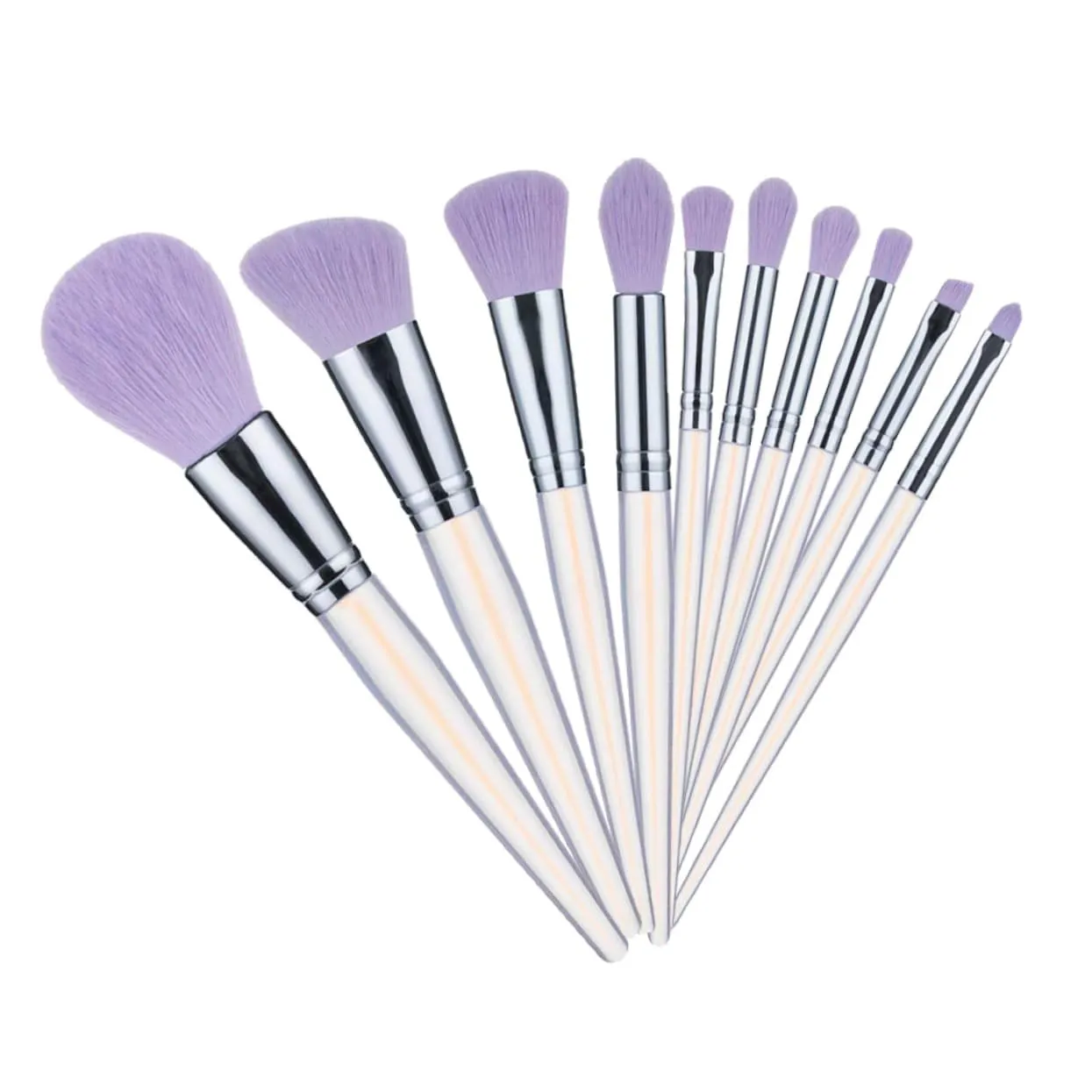 FRCOLOR Purple Makeup Brush Set 10 Piece Acrylic Makeup Brush Collection for Beauty Tools