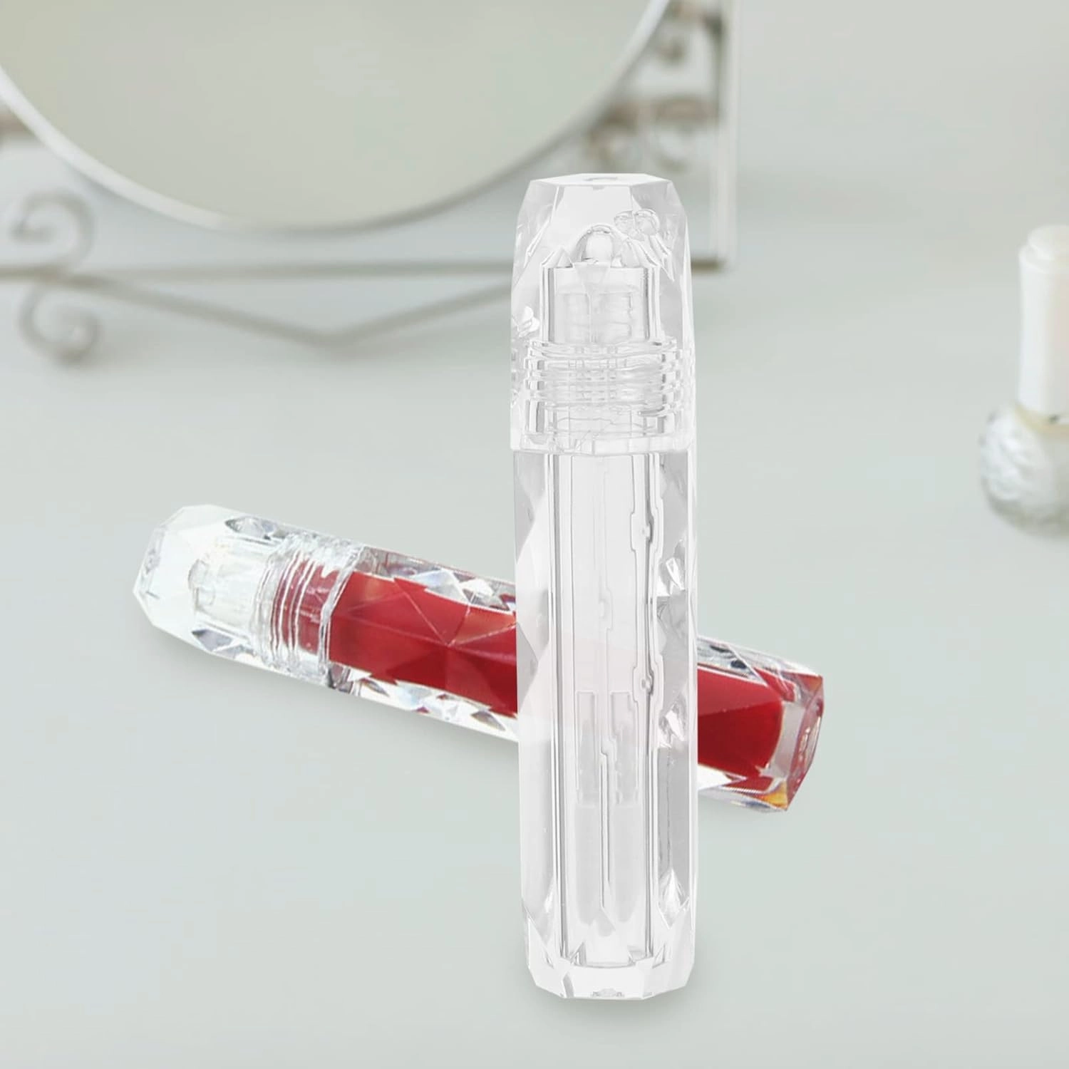 FRCOLOR 12 Pcs transparent lip gloss tube clear lip balm lip oil container containers lip balm storage tubes mini containers DIY Lip Gloss Bottle travel diamond lipstick abs