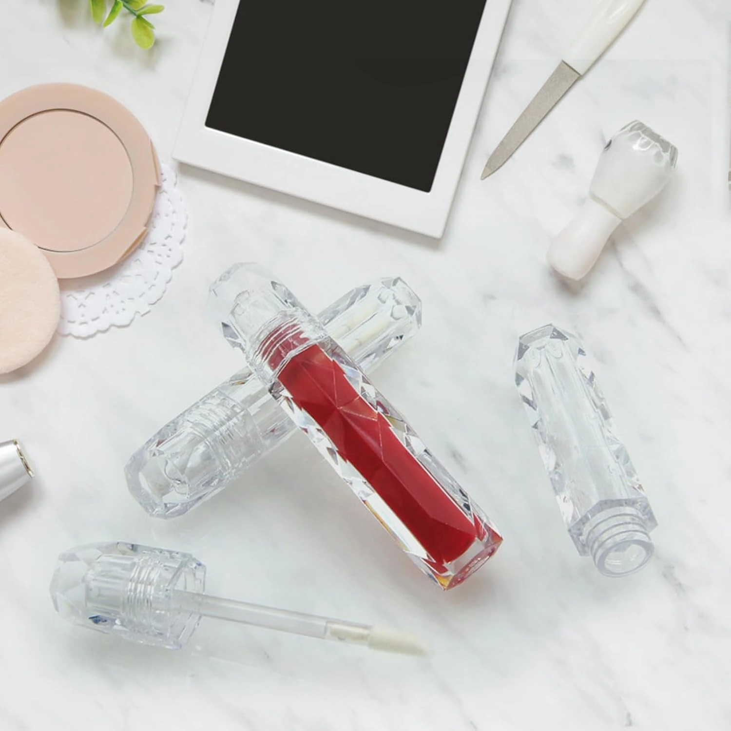 FRCOLOR 12 Pcs transparent lip gloss tube clear lip balm lip oil container containers lip balm storage tubes mini containers DIY Lip Gloss Bottle travel diamond lipstick abs