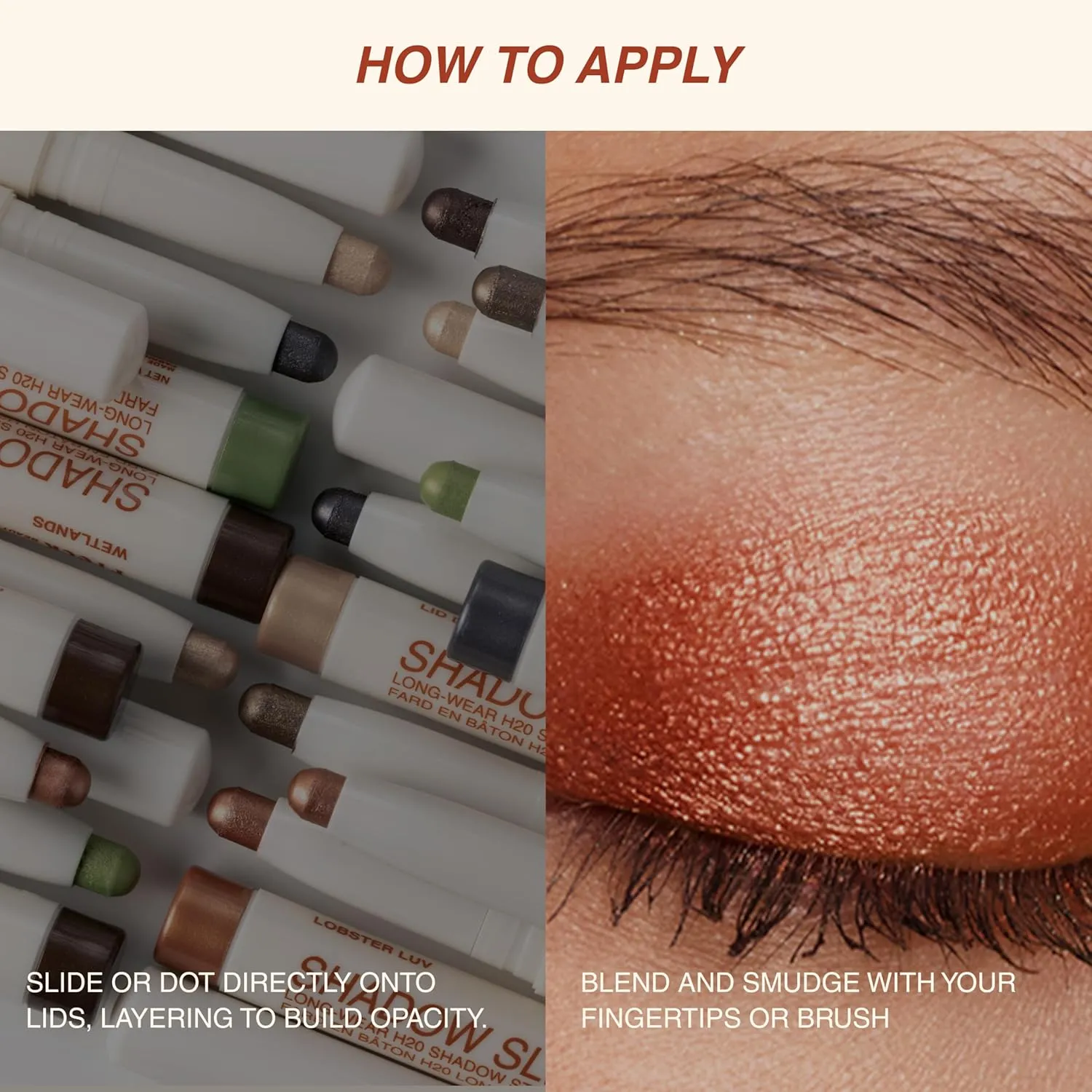 Freck Beauty SHADOW SLIDE Long Wear H2O Shadow Stick – Creamy, Waterproof Eyeshadow Crayon, Highly Pigmented, Smudge-Resistant, Easy Glide for All-Day Wear | LID DRIP (Warm Champagne)