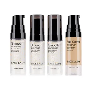 Full Coverage Liquid Concealer for Eye Circles & Face Primer Makeup Base, Long Wear Waterproof Smooth Creamy Foundation Primer Corrector Flawless Poreless Cosmetic