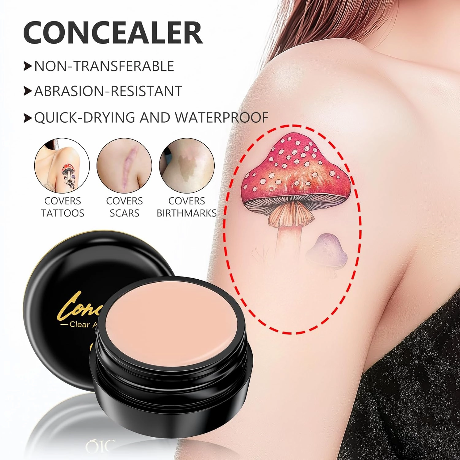 Full Coverage Concealer Cream,Waterproof Long-Lasting Hydrating Concealer for Women (151, 1.36 Fl Oz)