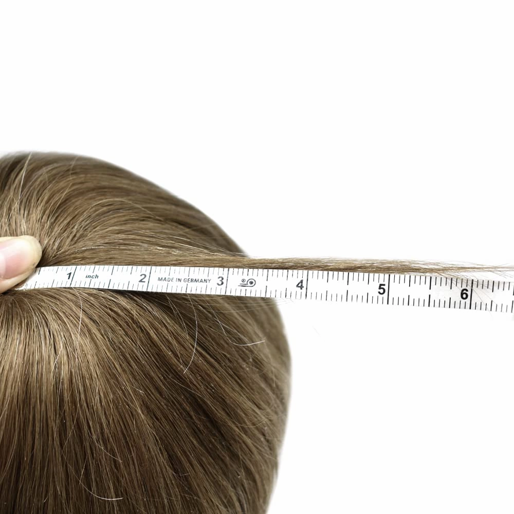 Full Poly Skin Toupee For Men Hair Replacement System Mens Toupee Real Human Hair PU Injection Hair Replacement System For Men Hair Pieces 7x9 Medium light density #1810 18# MEDIUM BLONDE 10% GREY