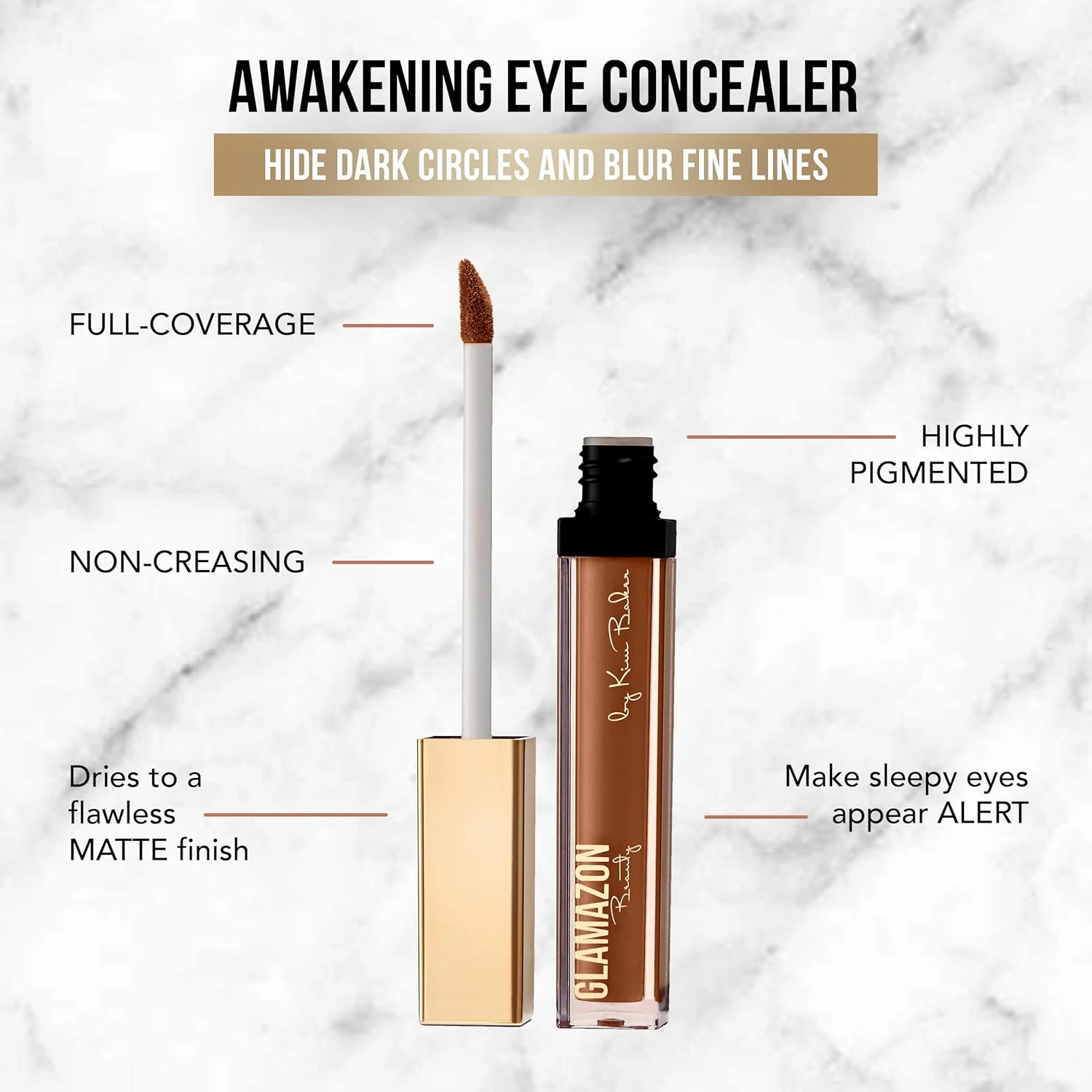 Glamazon Second to None Concealer, Alabaster, Awakening Eye Cover Up, Non-Creasing, Full Coverage