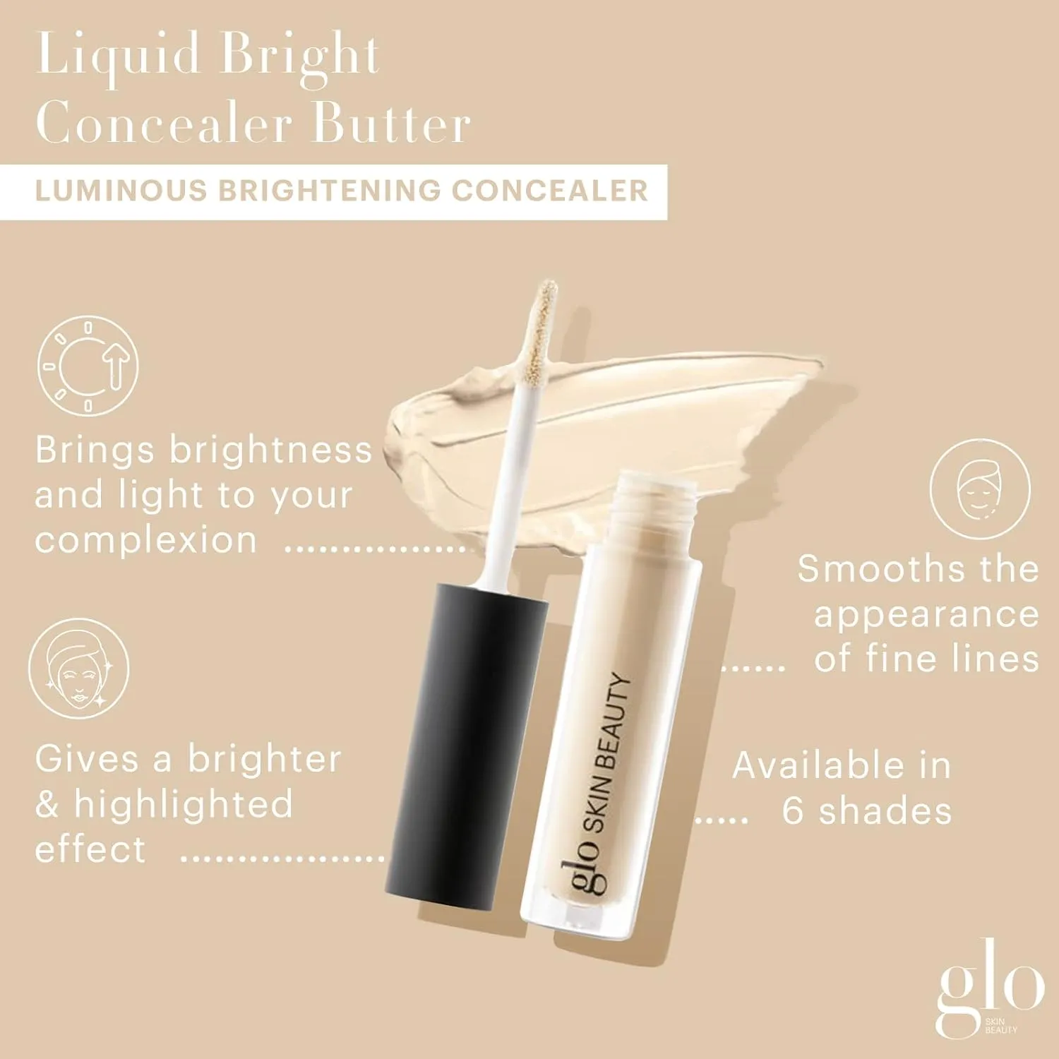 Glo Skin Beauty Luminous Brightening Concealer Makeup - Conceals Dark Spots & Fine Lines, Brightens for a Highlighted Effect (Butter)