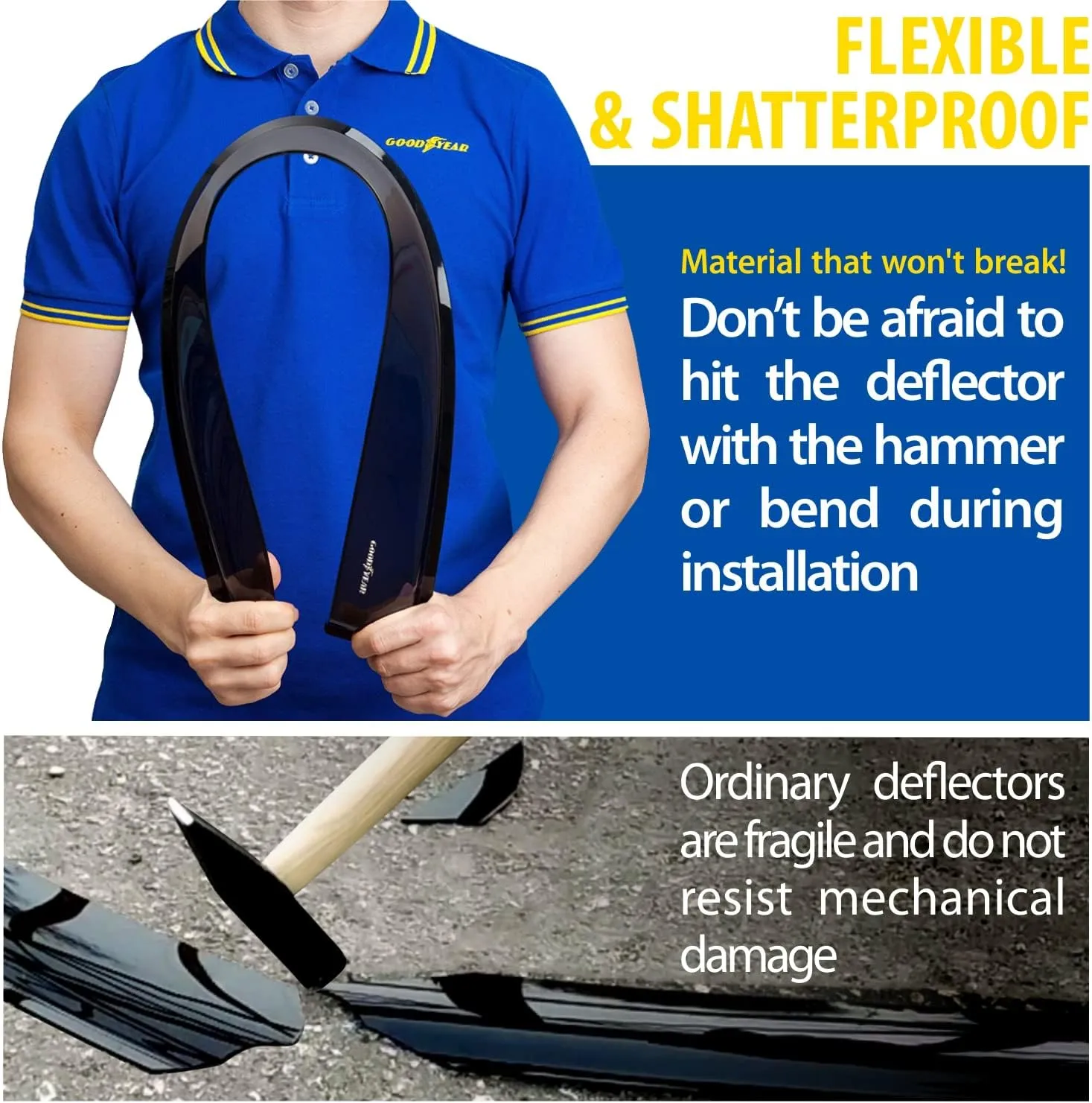Goodyear Shatterproof in-Channel Window Deflectors Compatible with Toyota Corolla Cross 2022-2025, Rain Guards, Window Visors for Cars, Vent Deflector, Car Accessories, 4 pcs - GY007895