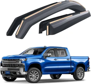 Goodyear Shatterproof in-Channel Window Deflectors for Chevrolet (Chevy) Silverado/GMC Sierra 1500 2019-2025 Crew Cab,Rain Guards,Window Visors,Vent Deflector, Truck Accessories,4pcs- GY003415LP