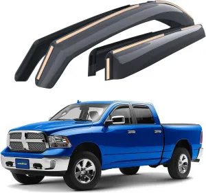 Goodyear Shatterproof in-Channel Window Deflectors for Trucks Dodge RAM 2009-2018 Crew Cab 1500 2500 3500, Rain Guards, Window Visors for Cars, Vent Deflector, Truck Accessories, 4 pcs- GY003404