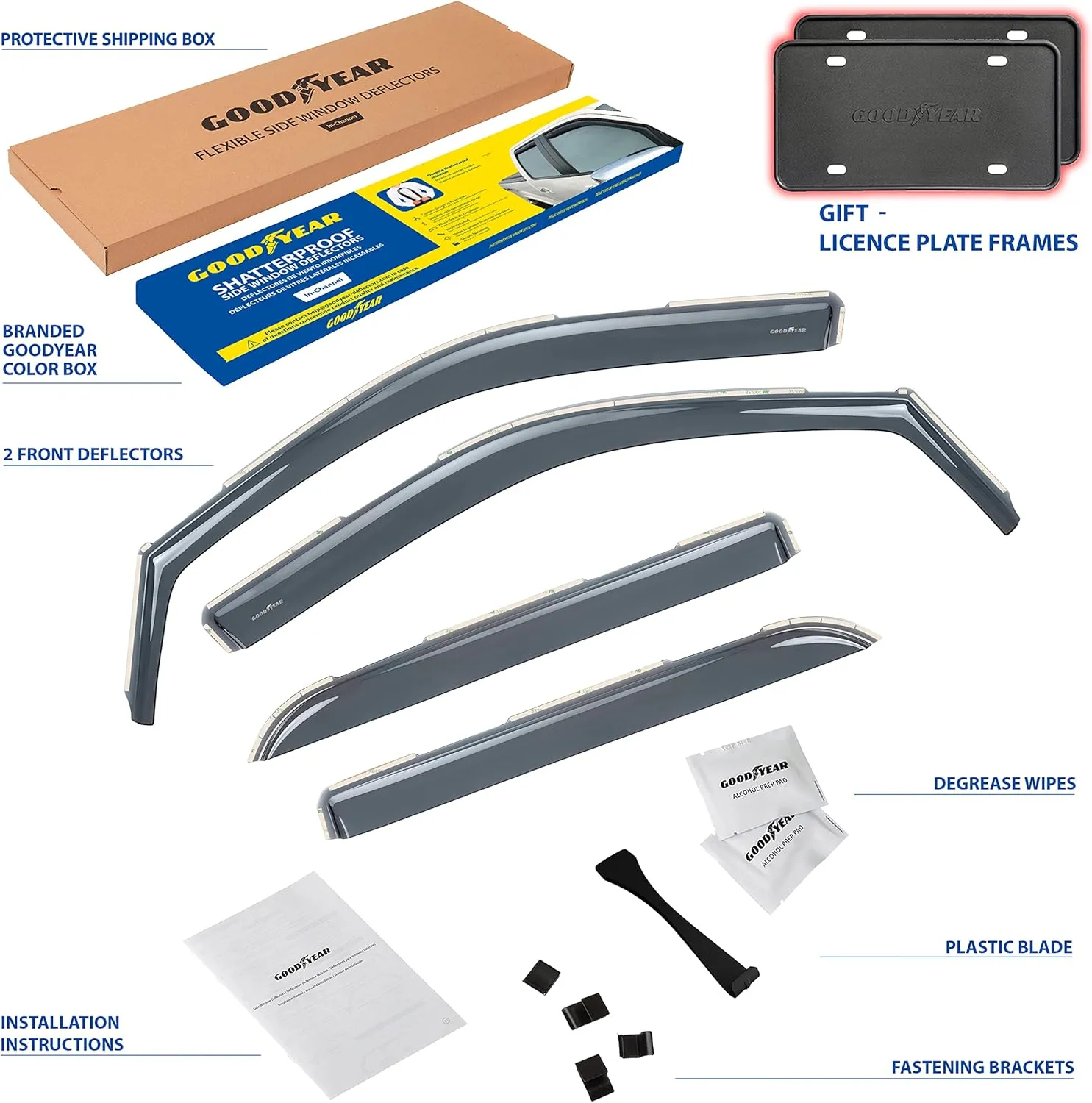 Goodyear Shatterproof in-Channel Window Deflectors for Trucks Dodge RAM 2009-2018 Crew Cab 1500 2500 3500, Rain Guards, Window Visors for Cars, Vent Deflector, Truck Accessories, 4 pcs- GY003404