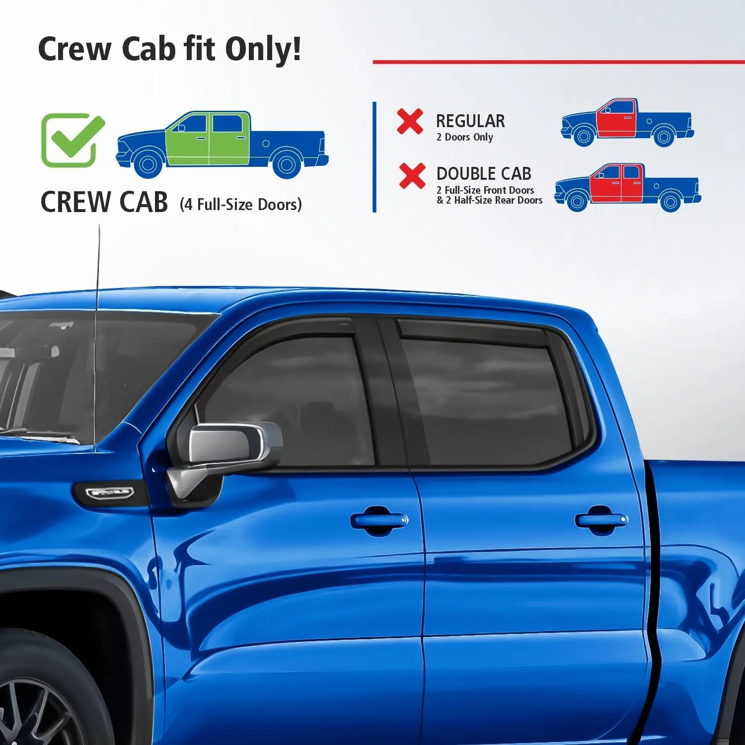 Goodyear Shatterproof in-Channel Window Deflectors for Trucks GMC Sierra 1500 2019-2025 Crew Cab, Rain Guards, Window Visors, Vent Deflector,Truck Accessories,4pcs- GY003415LPv