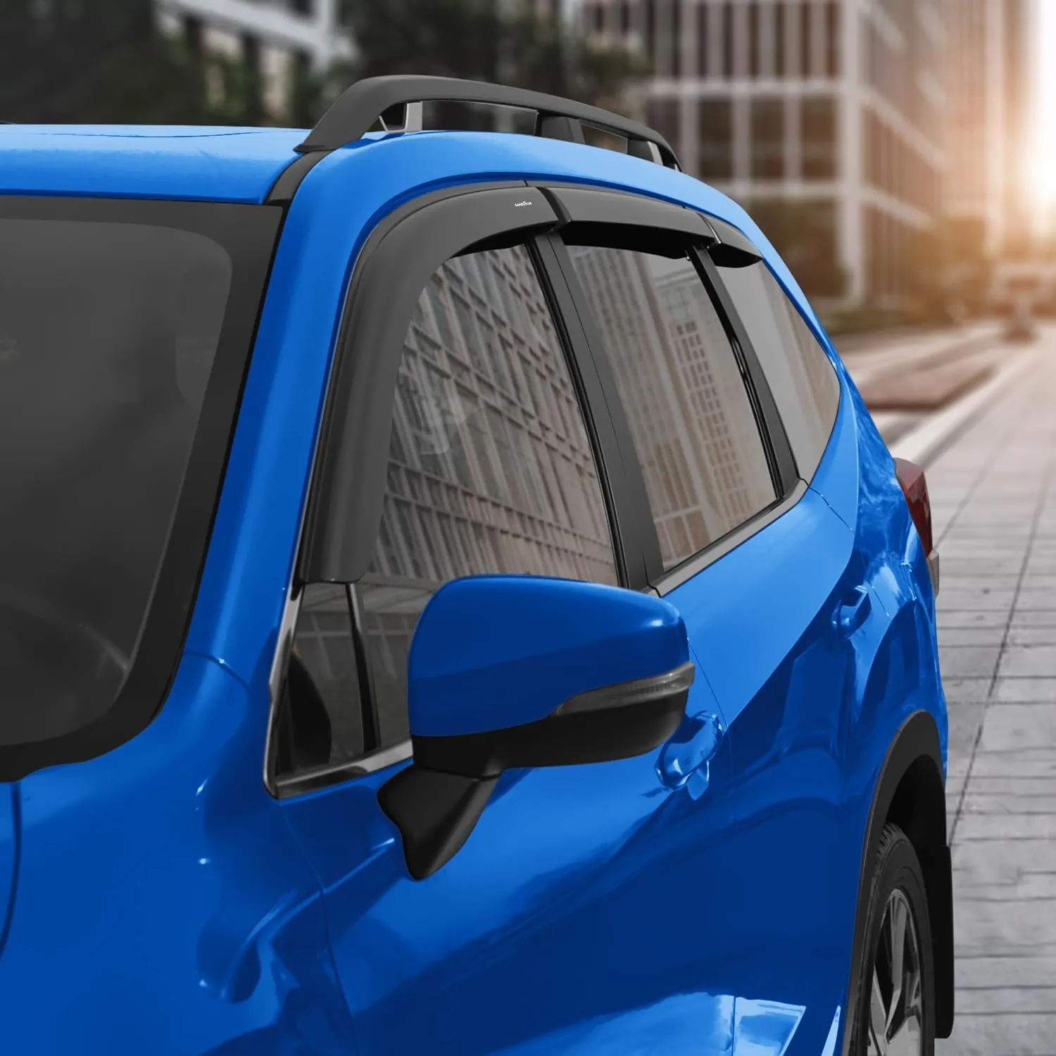 Goodyear shatterproof Window Deflectors for Subaru Forester 2019-2024 Base, Premium, Sport, Wilderness, Tape-on Rain Guards, Window Visors, Vent Deflector Visor, Car Accessories, 6 pcs. - GY008702