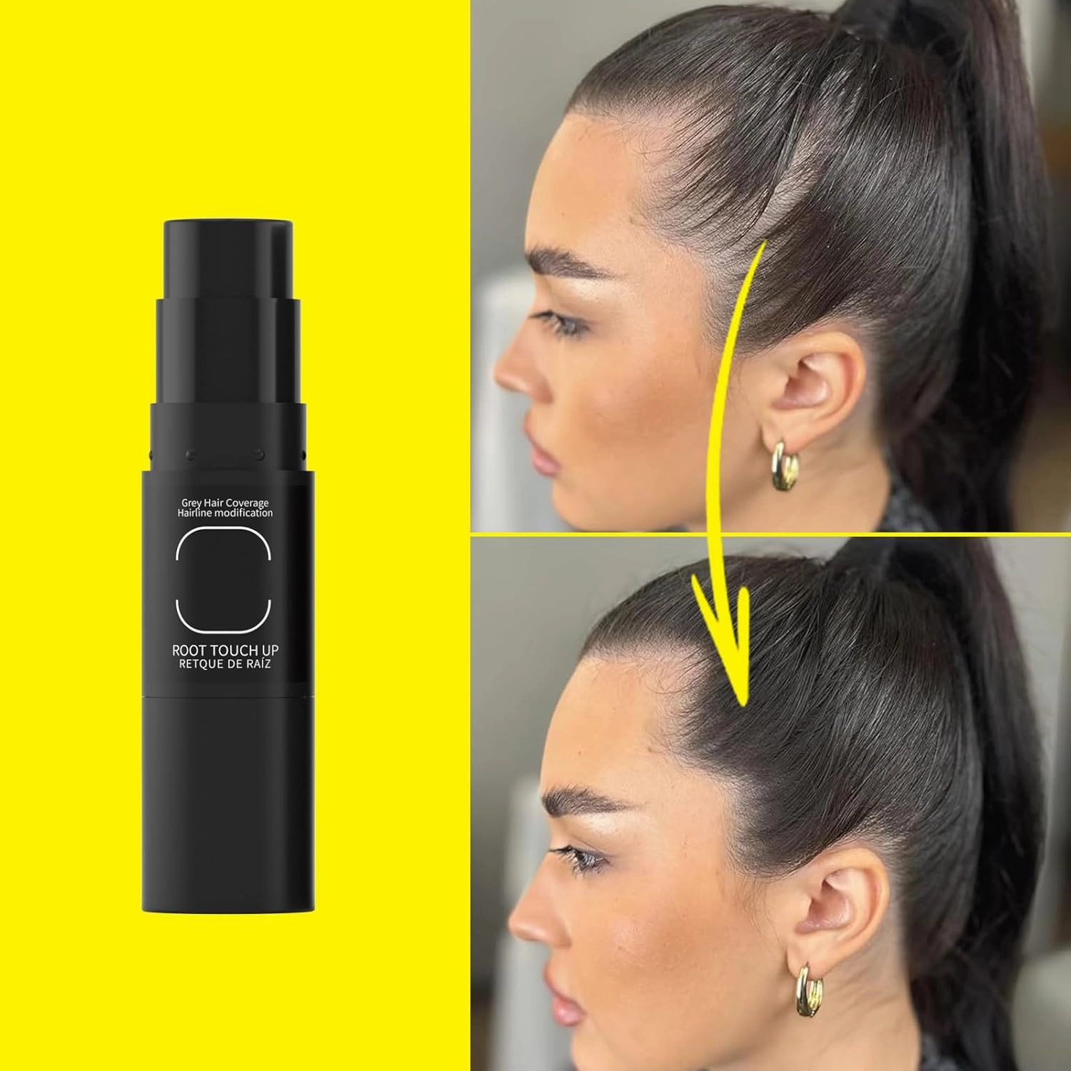 gowwim Root Concealer Stick Instant Gray Hair Coverage & Volumizing with 5 Brushes | Covers Scalp, White Hair & Thinning Spots | Safe for All Hair Types (Brown)