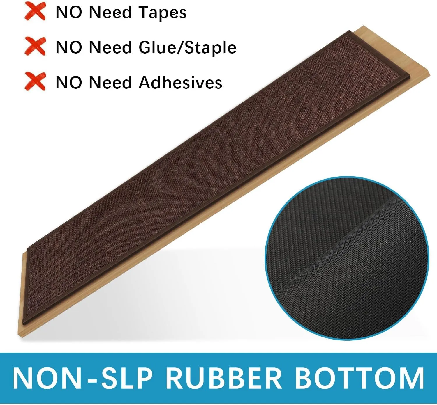 GOYLSER Non Slip Stair Carpet Treads with Rubber Backed, Jute Stair Rug Protector for Carpeted Stair, Deep Brown Staircase Step Treads, Reusable Stair Mat Pads for Bare Feet, 30x8 Inches