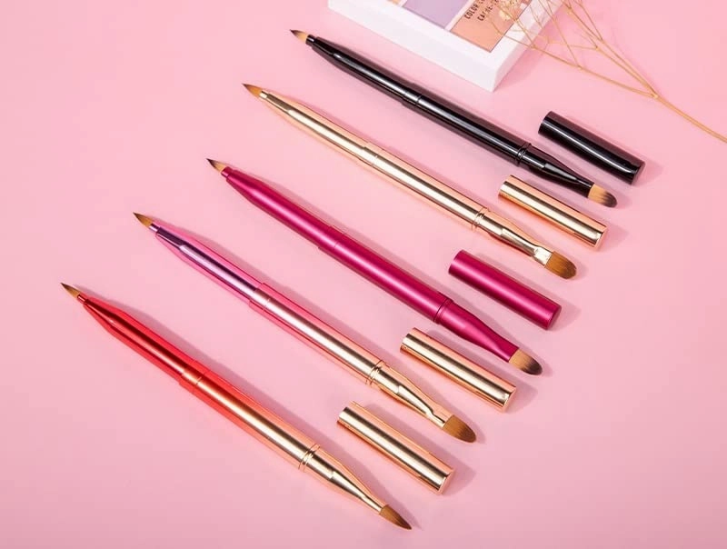 Gradient Portable Lip Brush Lipstick Brush Smudge Brush Concealer Brush Metal Retractable Covered Makeup Lip Line Brush (Size : F)