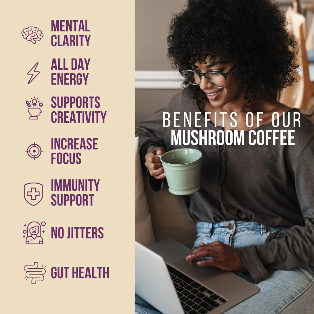 Grateful Earth Mushroom Coffee, Coconut Instant Coffee with Cinnamon, Turmeric, Lion’s Mane Mushrooms, L-Theanine, Chaga, Super Brain Blend For Energy & Immune Support, Dairy & Gluten Free, 20 Packets