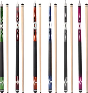GSE Games & Sports Expert 58" 2-Piece Canadian Maple Hardwood Billiard Pool Cue Sticks for Men/Women, House or Commercial/Bar Use (Several Colors, Weight 18oz, 19oz, 20oz, 21oz Available)