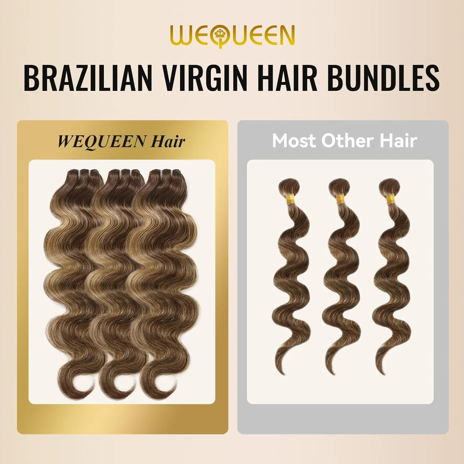 Hair Bundles 16A Brazilian Virgin Hair Body Wave Bundles 18 20 22 Inch Thick Weave P427 Brown Highlight