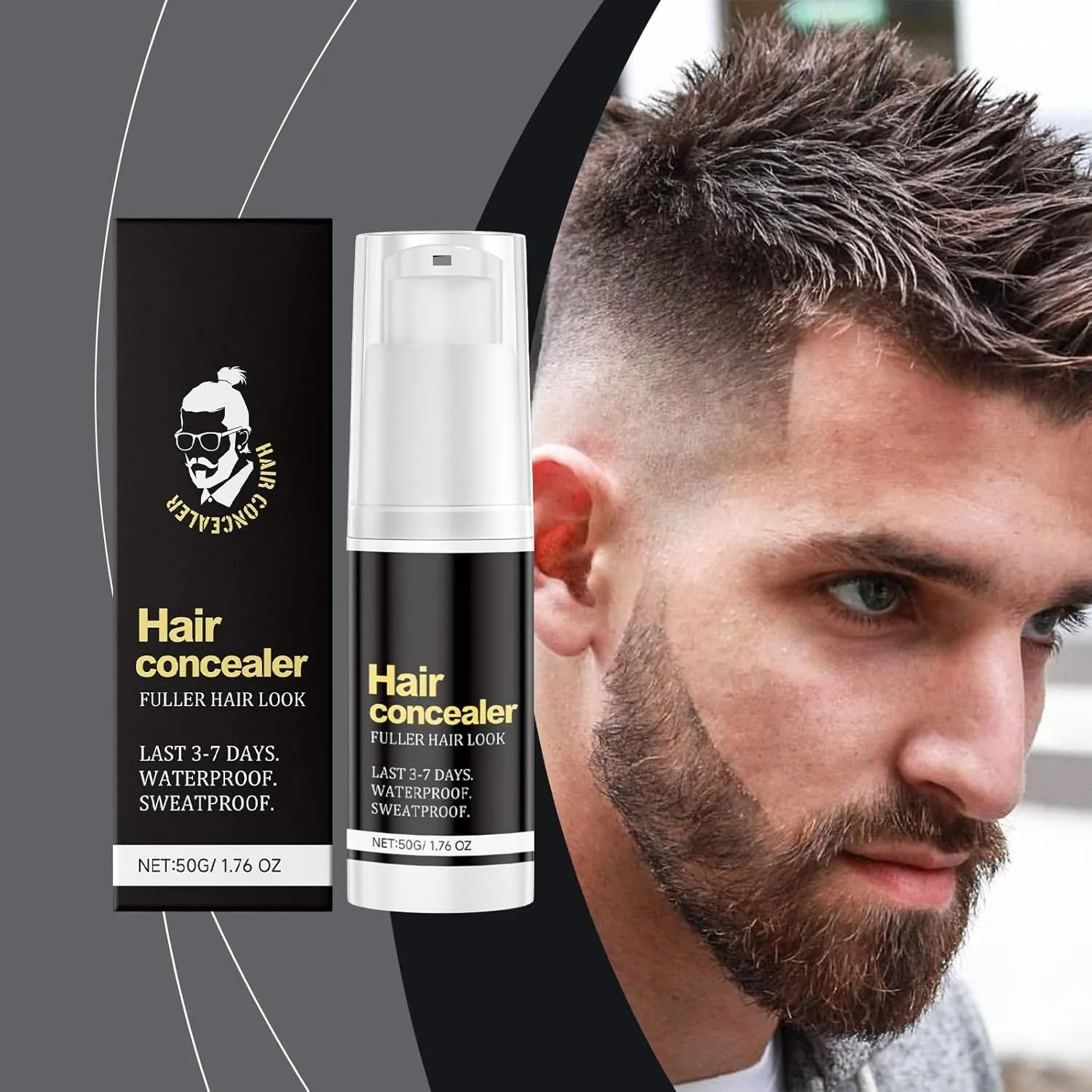 Hair Fillup Concealer, Hairfillup Hair Concealer for Men, Enhance Hairline Powder Waterproof Hair Fill Up, Temporary Gray Concealer Spray Sweatproof Hair Concealer Root Cover Up(3PACK)
