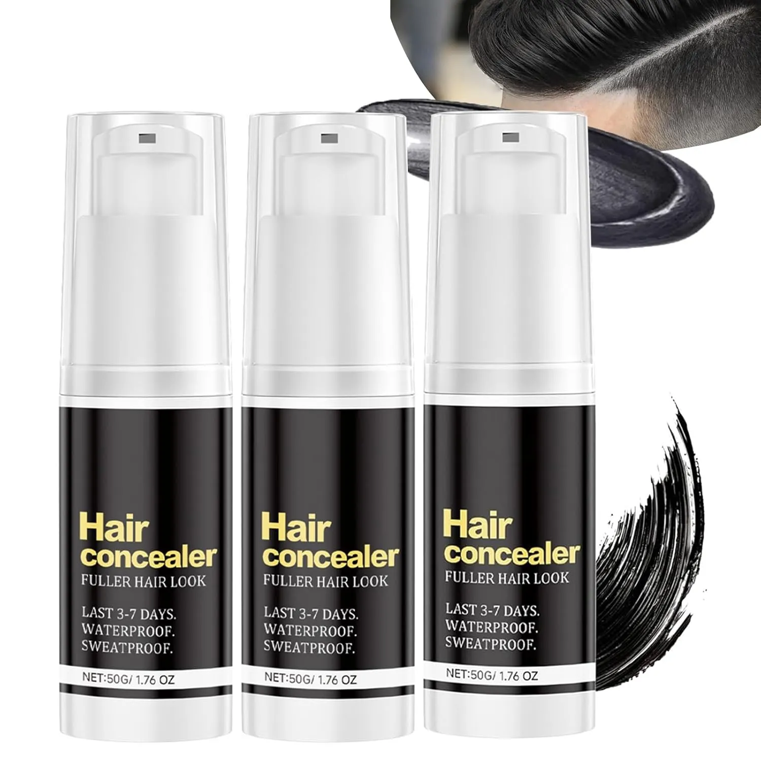 Hair Fillup Concealer, Hairfillup Hair Concealer for Men, Enhance Hairline Powder Waterproof Hair Fill Up, Temporary Gray Concealer Spray Sweatproof Hair Concealer Root Cover Up(3PACK)