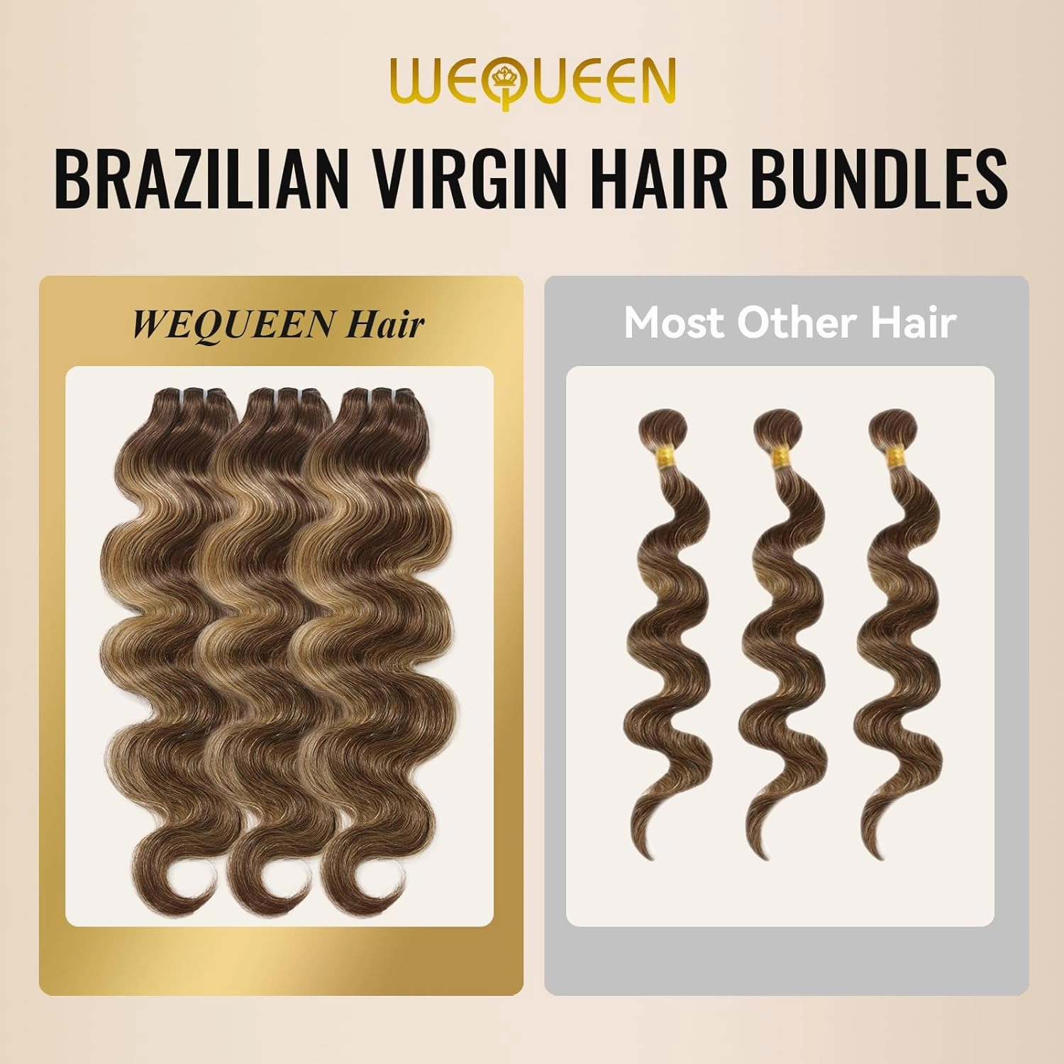 Hair Bundles 16A Brazilian Virgin Hair Body Wave Bundles 16 18 20 Inch Thick Weave P427 Brown Highlight