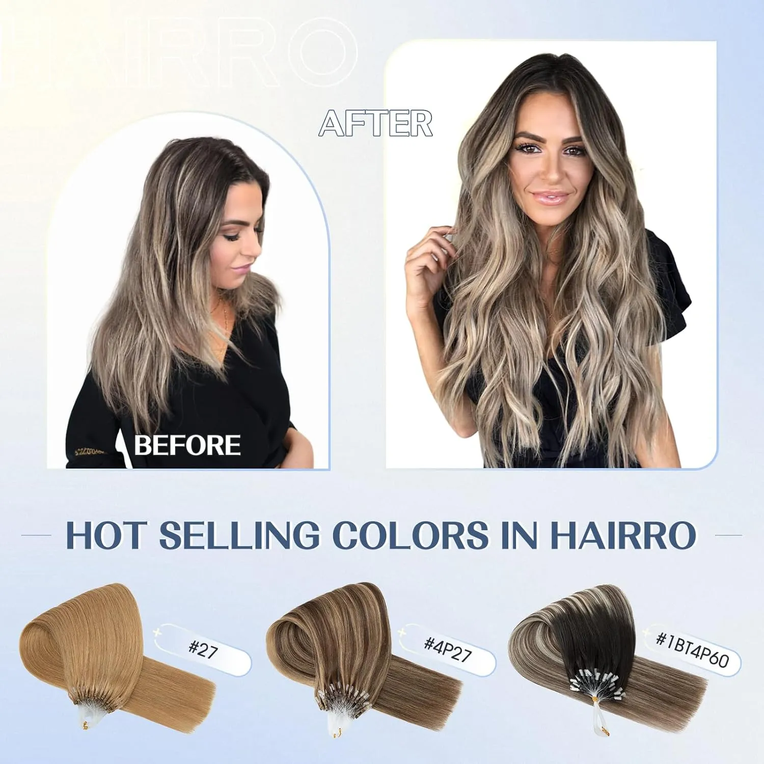 Hairro Microlink Hair Extensions Human Hair Micro Loop Bead In Hair Micro Ring I Tip Pre Bonded Cold Fusion Keratin Glue Stick Remy Itip Hair For Women 16 Inch 50g 50 Strands #02 Dark Brown
