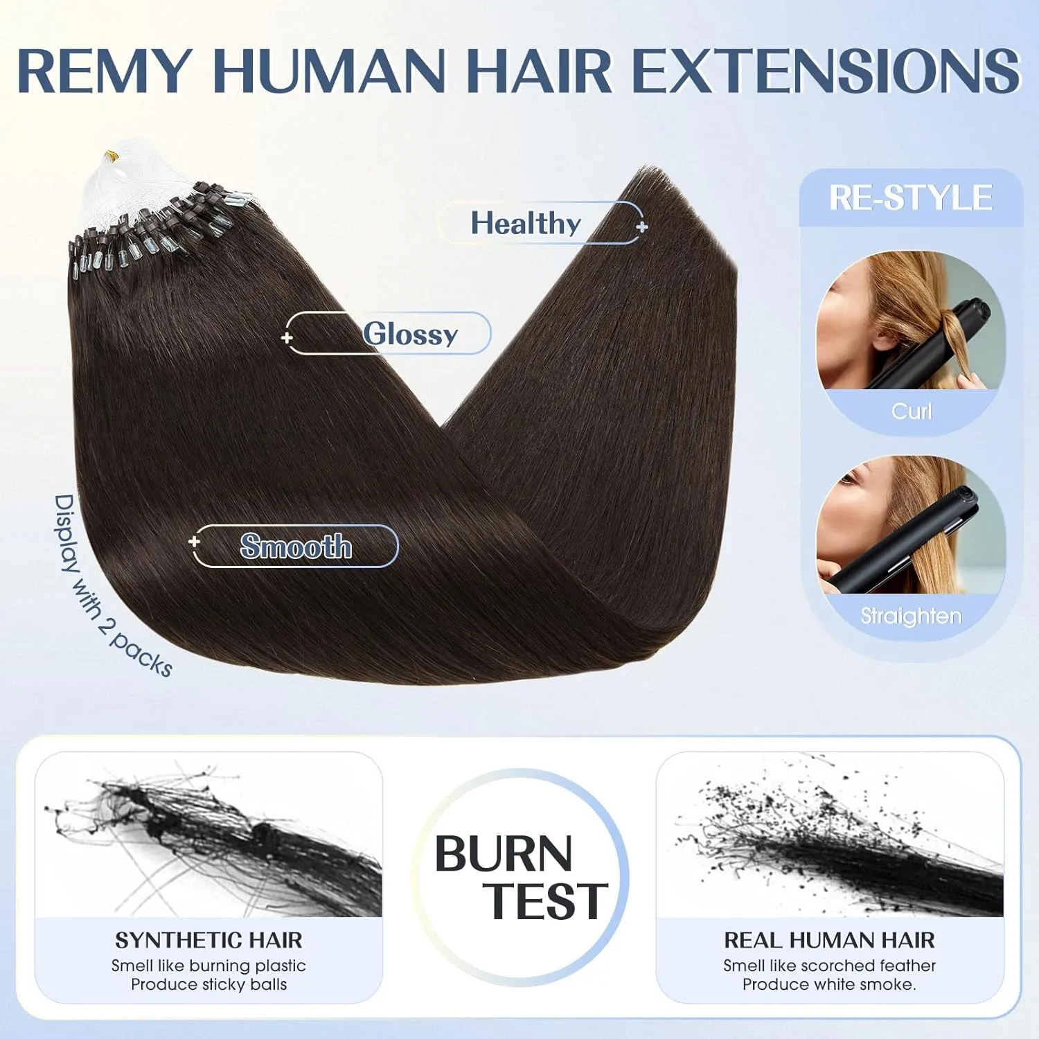 Hairro Microlink Hair Extensions Human Hair Micro Loop Bead In Hair Micro Ring I Tip Pre Bonded Cold Fusion Keratin Glue Stick Remy Itip Hair For Women 16 Inch 50g 50 Strands #02 Dark Brown
