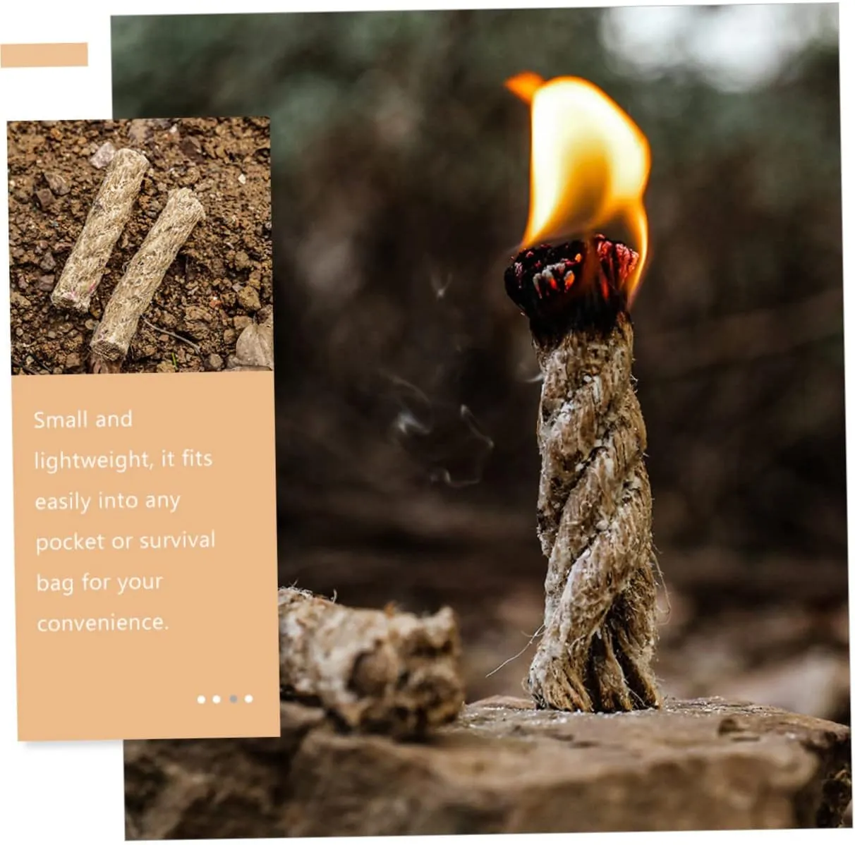 Happyyami for Fire Starter Camping Natural Rope Fire Lighter Fire Starting Kit Outdoor Survival Numb