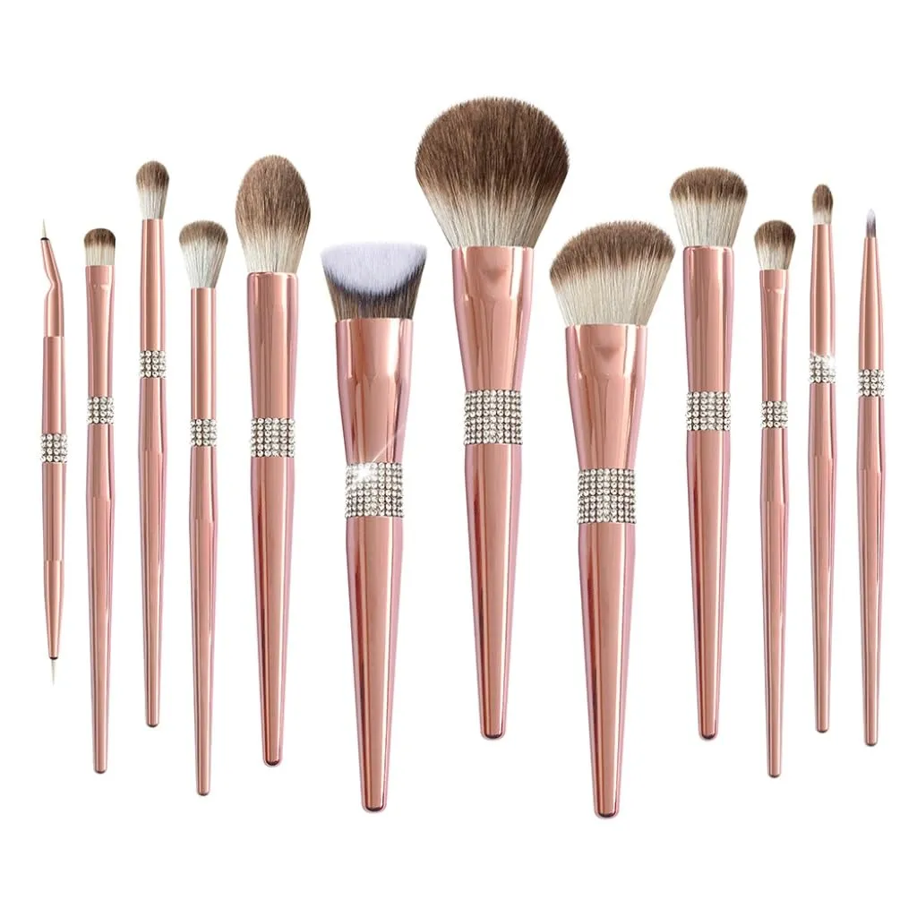 HBJWOV 12 Rose Gold Snow Fox Hair Makeup Brush Complete Soft Makeup Brush Set eye shadow Makeup Brush