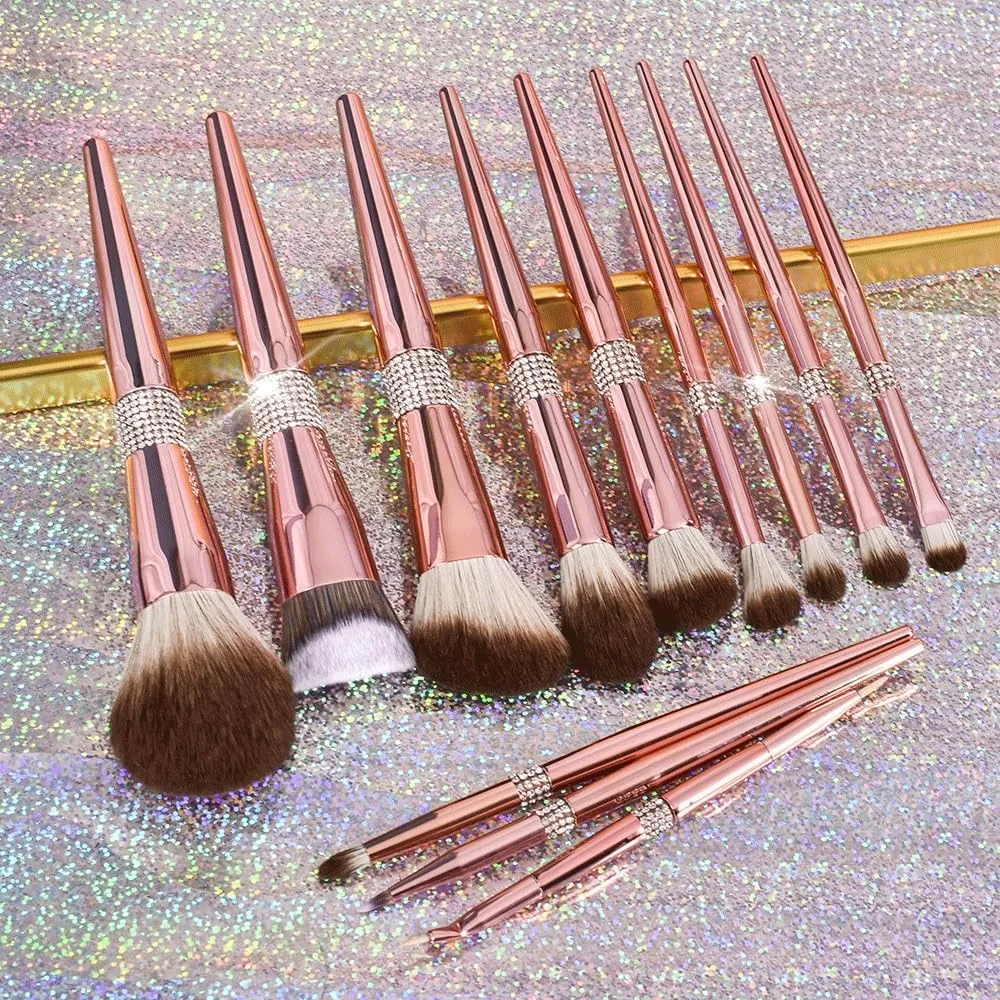 HBJWOV 12 Rose Gold Snow Fox Hair Makeup Brush Complete Soft Makeup Brush Set eye shadow Makeup Brush