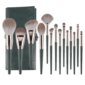 HBJWOV Makeup brush set 14 pieces of powder powder blusher repair brush, complete set of beauty tools,