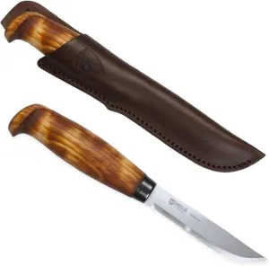 HELLE Knives - Tollekniv - Outdoor Fishing Knife, Stainless Steel, Birch Handle, Stick Tang Blade With Sheath, Handcrafted