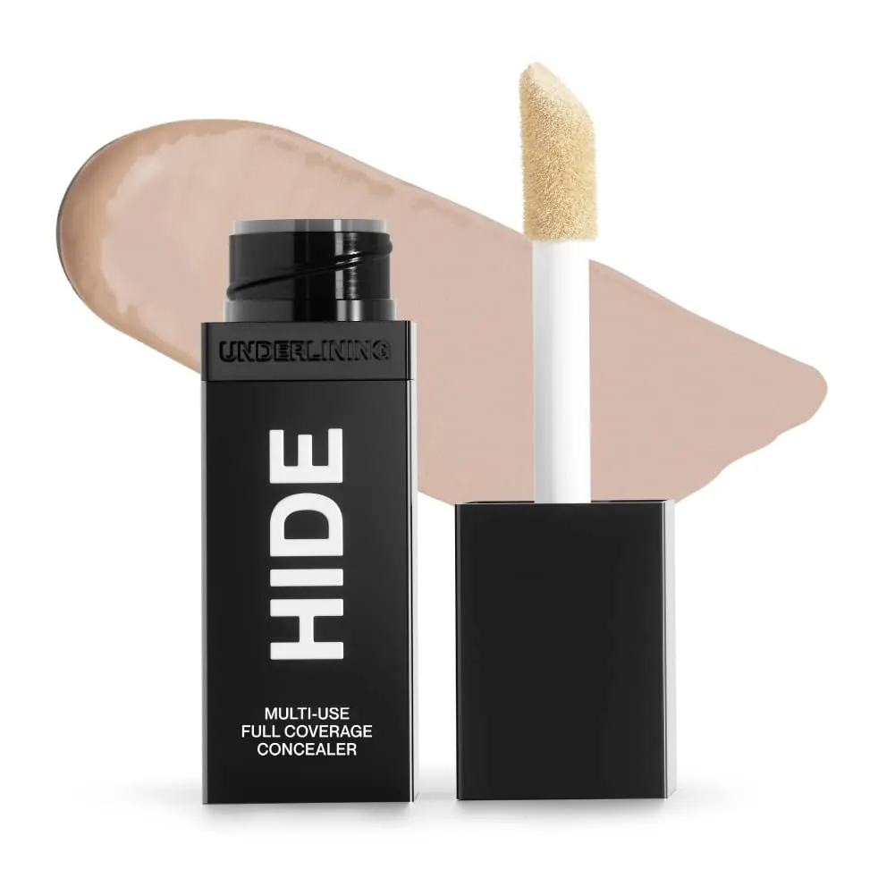 HIDE Liquid Concealer, Medium to Full Coverage Concealer for Blemishes, Under Eye Dark Circles & Scars, Oil Free Concealer, Porcelain (See Shade Finder), 0.5 fl oz