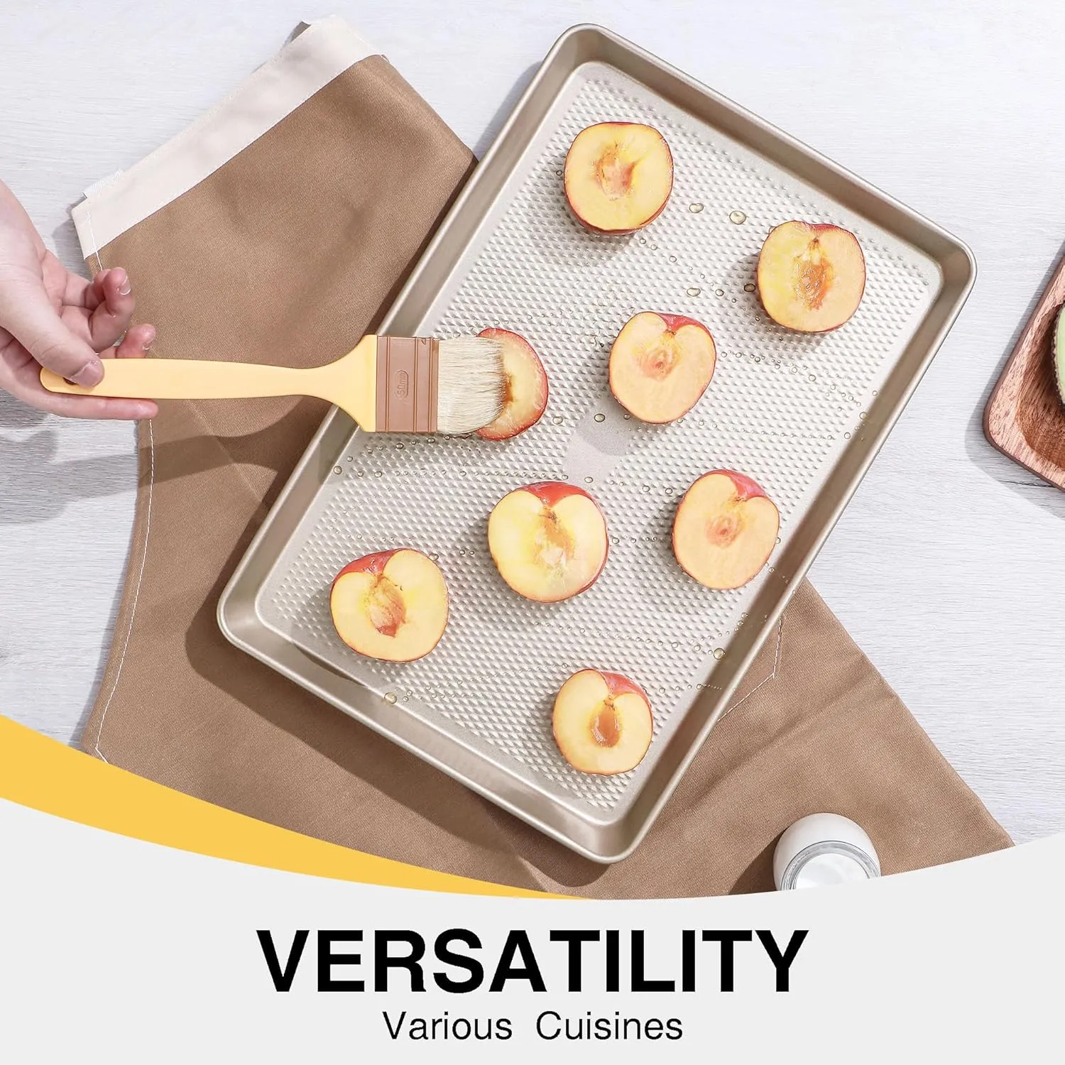 HONGBAKE 2 Pack Quarter Sheet Pans for Baking Nonstick, Commercial Cookie Sheet for Baking with Diamond Texture Surface, 57% Thicker Carbon Steel 9 x 13 Baking pan