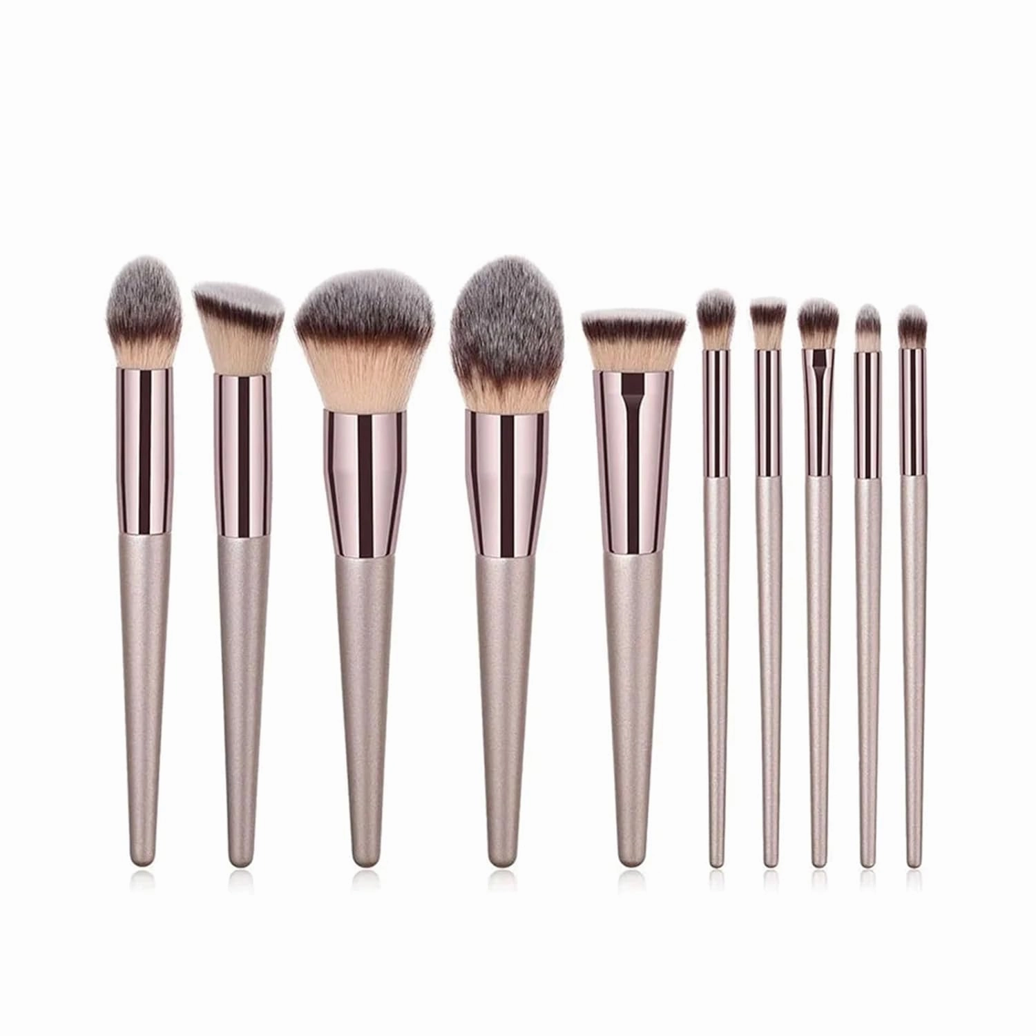 Hot Champagne Makeup Brushes Set for Women Cosmetic Foundation Powder Blush Eyeshadow Kabuki Blending Make Up Brush Beauty Tools(10pcs green with bag)