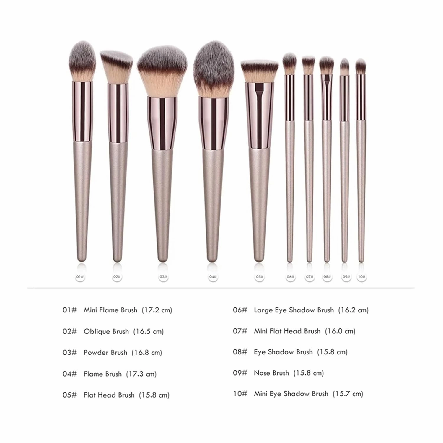 Hot Champagne Makeup Brushes Set for Women Cosmetic Foundation Powder Blush Eyeshadow Kabuki Blending Make Up Brush Beauty Tools(10pcs green with bag)
