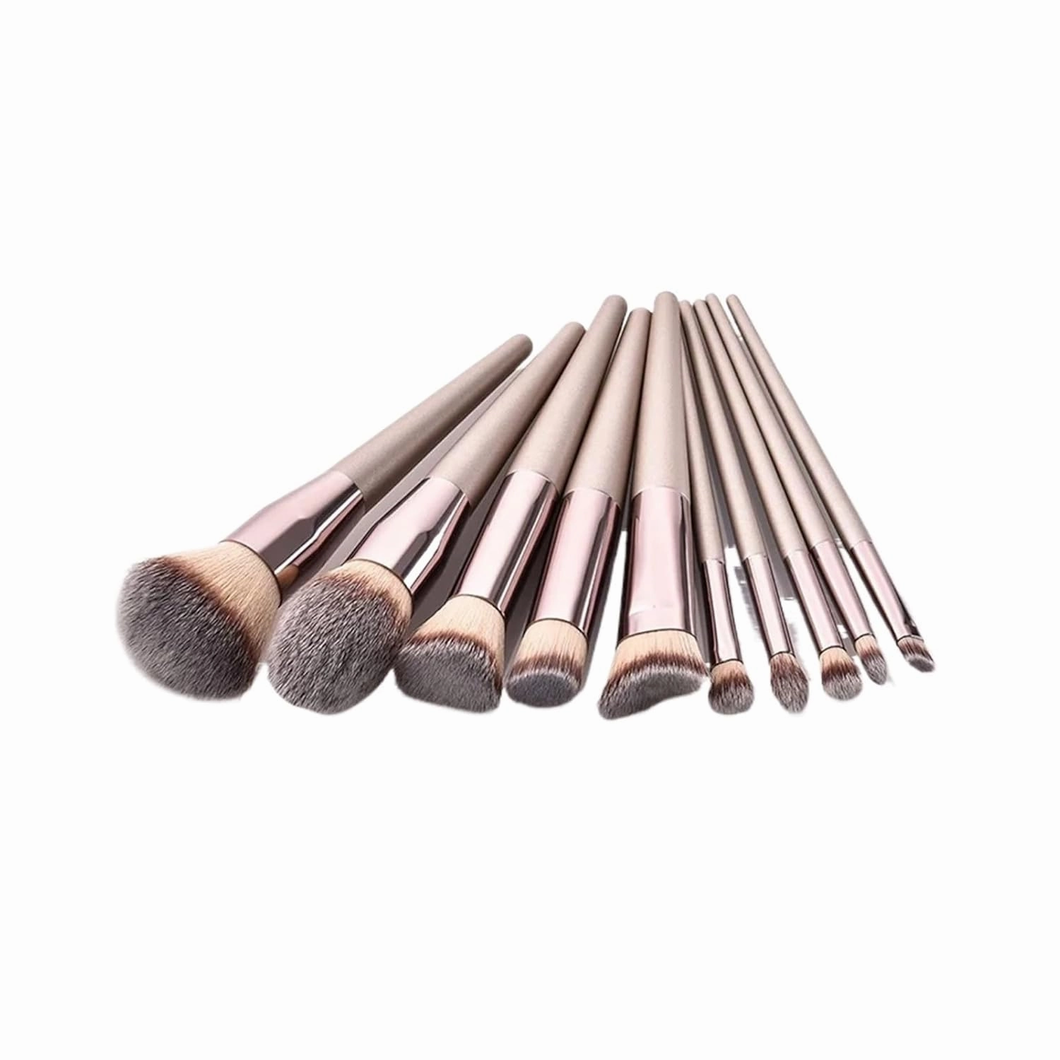 Hot Champagne Makeup Brushes Set for Women Cosmetic Foundation Powder Blush Eyeshadow Kabuki Blending Make Up Brush Beauty Tools(10pcs green with bag)