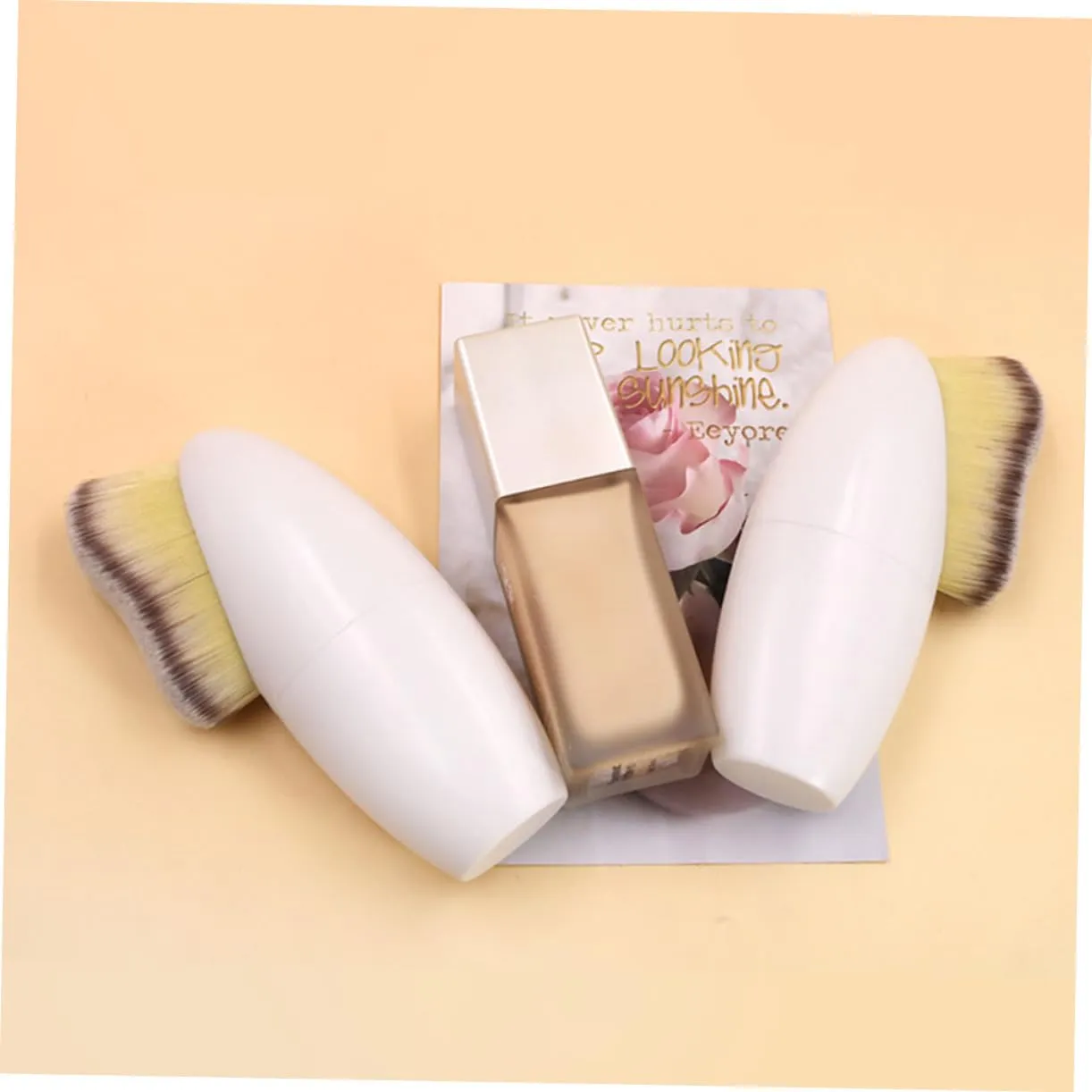 Housoutil 4pcs Makeup Brushes Loose Powder Foundation Brushes for Women Dual-ended Blending Tool for Eyeshadow Blusher for Daily Makeup Application