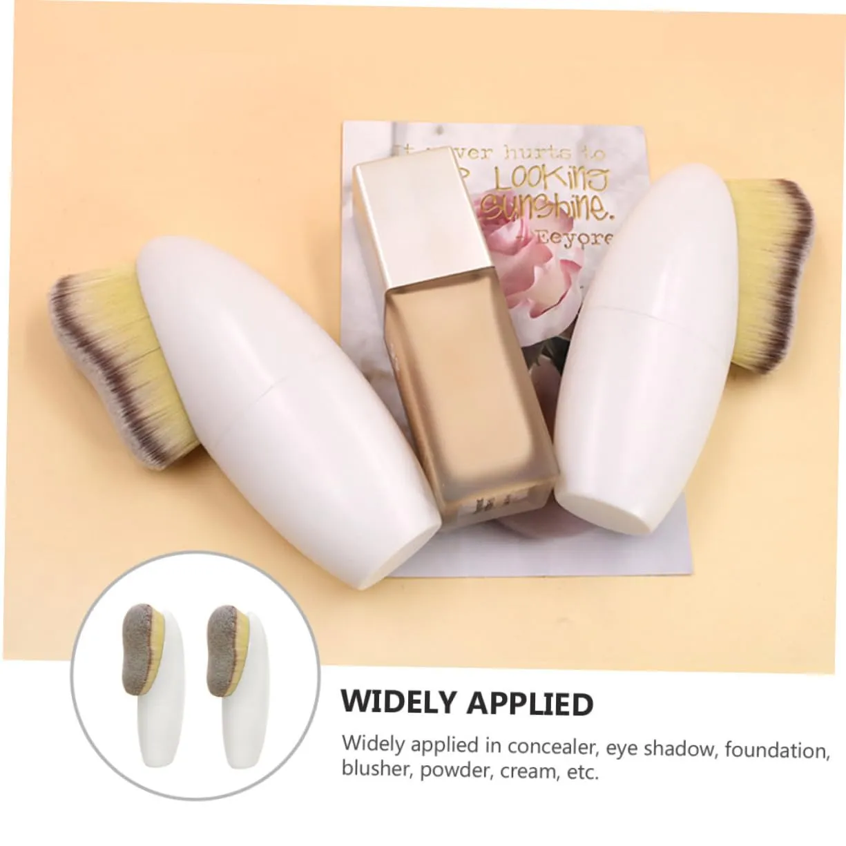 Housoutil 4pcs Makeup Brushes Loose Powder Foundation Brushes for Women Dual-ended Blending Tool for Eyeshadow Blusher for Daily Makeup Application