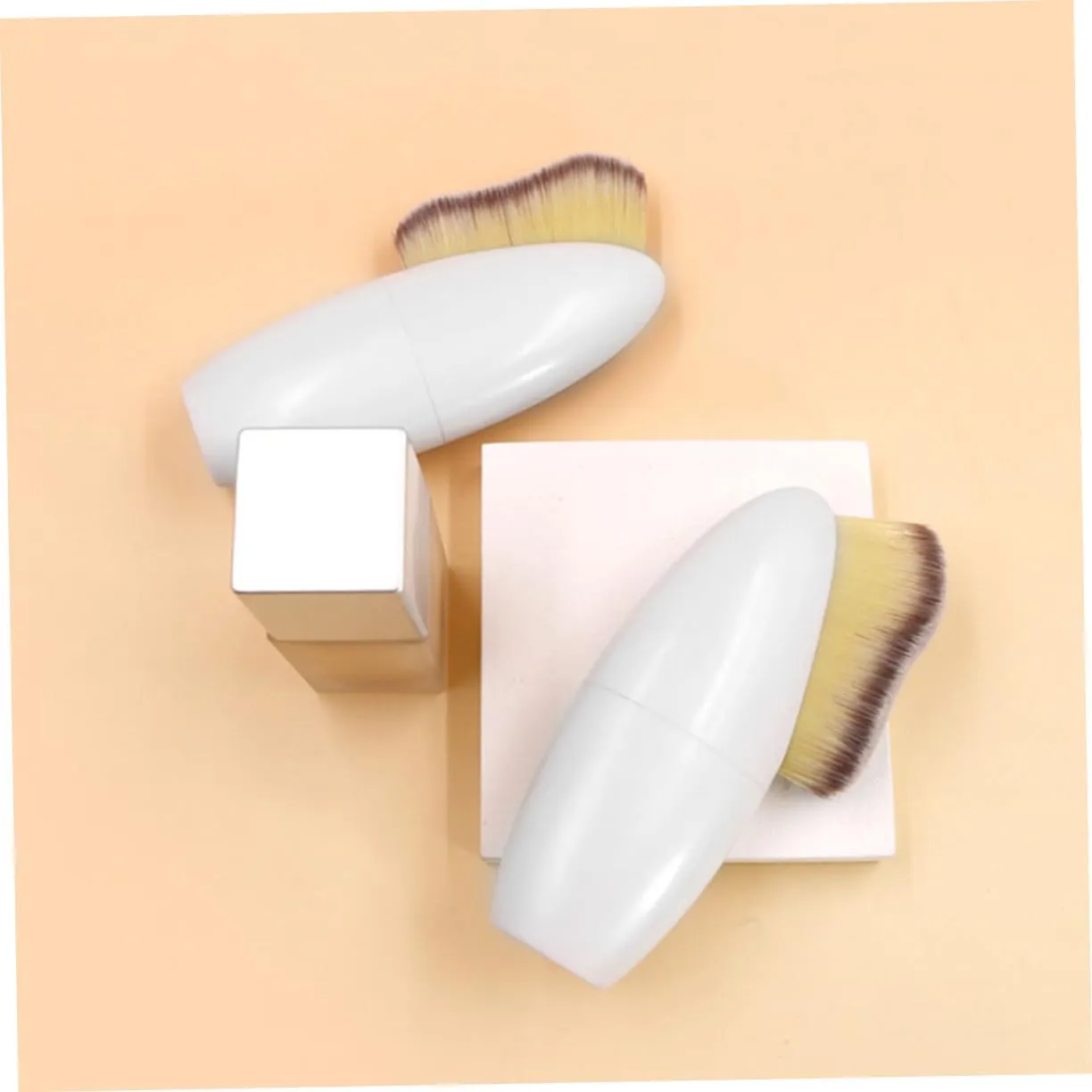 Housoutil 4pcs Makeup Brushes Loose Powder Foundation Brushes for Women Dual-ended Blending Tool for Eyeshadow Blusher for Daily Makeup Application