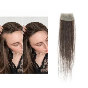 human hair bald spot hair patch toupee scar human hair replacement hairline loss straight Tape for men and women (Dark Brown, 0.78"*1.57")