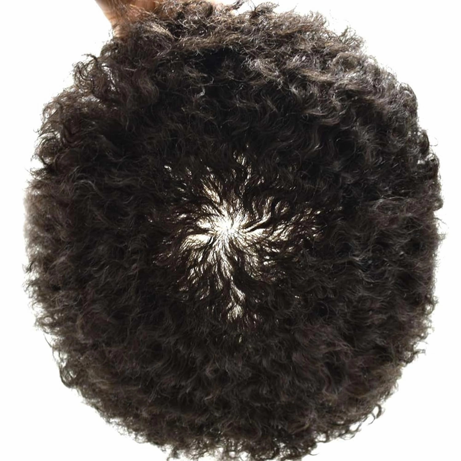 Human Hair Uints for Black Men Wave Kinky Curly Hair Piece Full Poly Hairpieces African American Men Afro Coily Toupee 8mm Afro Wavy-1# Jet Black