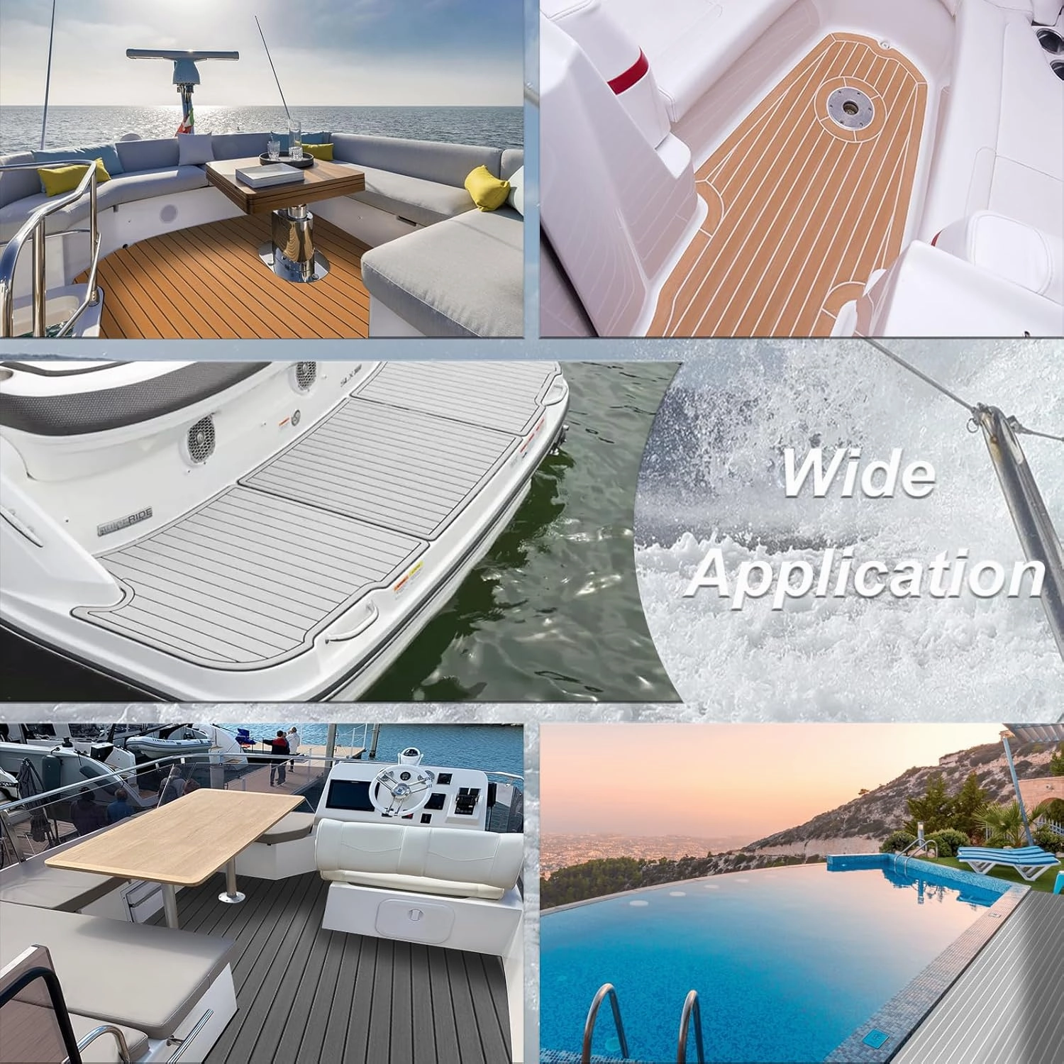 HXBYX EVA Foam Boat Flooring with 3M Self-Adhesive Backing DIY Boats Decking Marine Sheet Faux Teak Material,Non-Slip Cooler Pads for Kayak Yacht SwimPool RV 95"x44"/31"/16"/6.7"/2.4",47.5"x16"