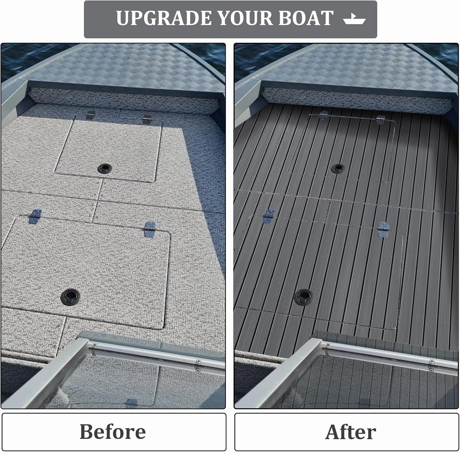 HXBYX EVA Foam Boat Flooring with 3M Self-Adhesive Backing DIY Boats Decking Marine Sheet Faux Teak Material,Non-Slip Cooler Pads for Kayak Yacht SwimPool RV 95"x44"/31"/16"/6.7"/2.4",47.5"x16"