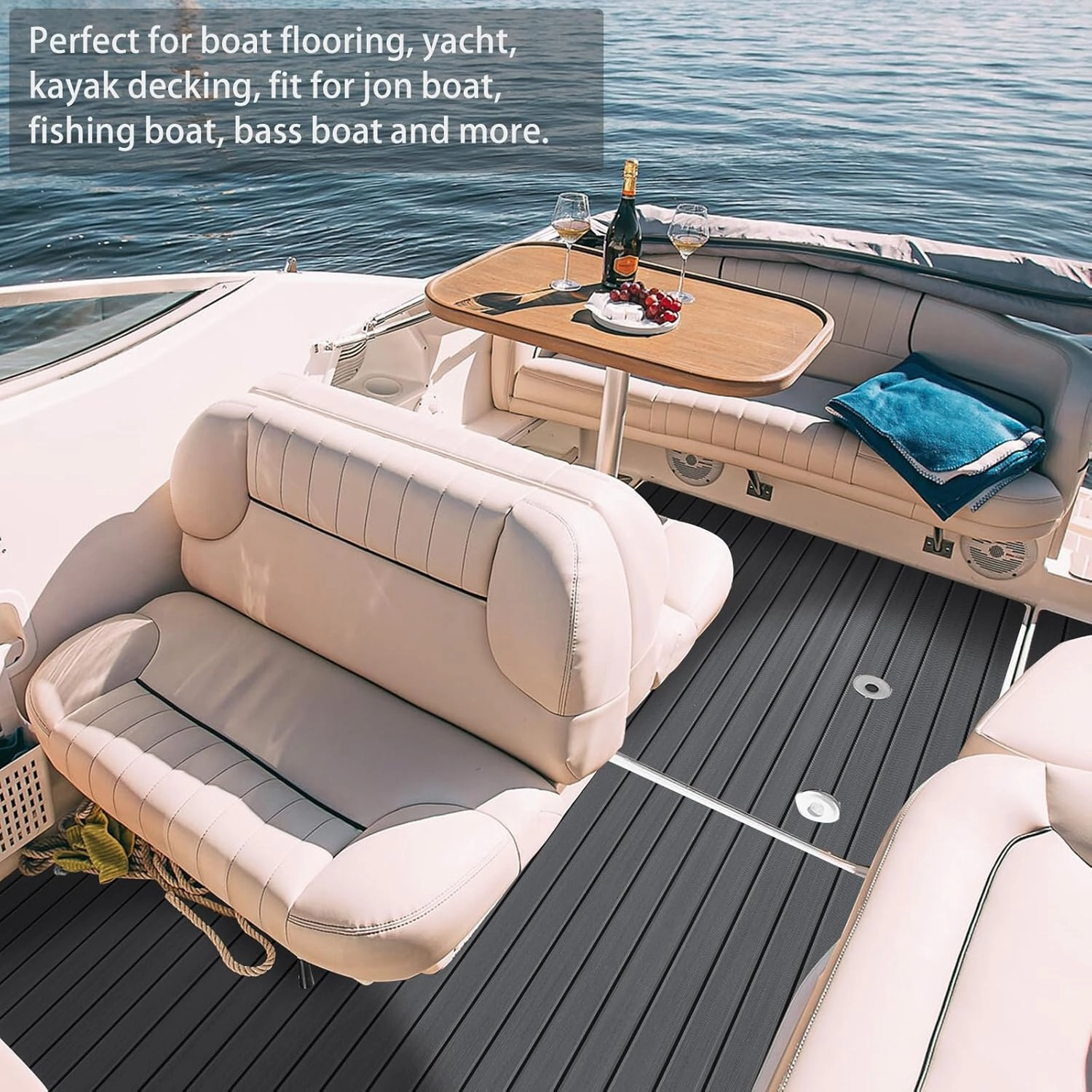 HXBYX EVA Foam Boat Flooring with 3M Self-Adhesive Backing DIY Boats Decking Marine Sheet Faux Teak Material,Non-Slip Cooler Pads for Kayak Yacht SwimPool RV 95"x44"/31"/16"/6.7"/2.4",47.5"x16"