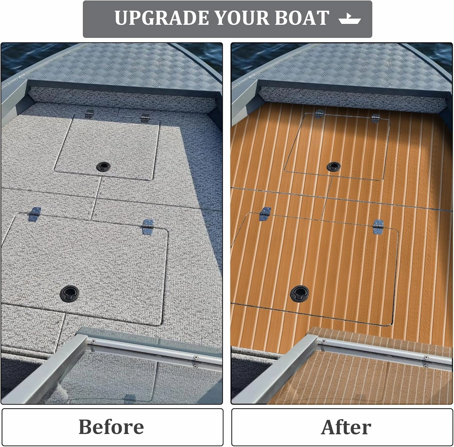 HXBYX EVA Foam Boat Flooring with 3M Self-Adhesive Backing DIY Boats Decking Marine Sheet Faux Teak Material,Non-Slip Cooler Pads for Kayak Yacht SwimPool RV 95"x44"/31"/16"/6.7"/2.4",47.5"x16"