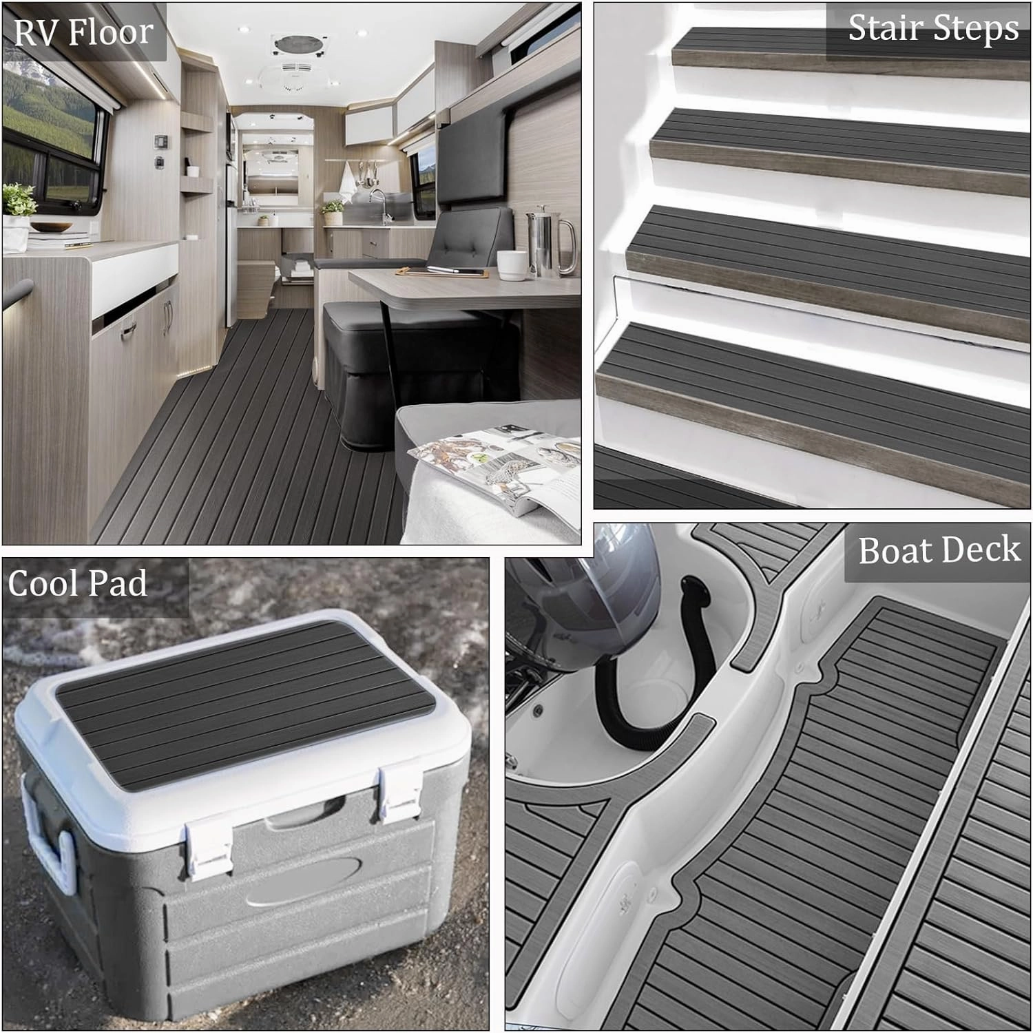 HXBYX EVA Foam Boat Flooring with 3M Self-Adhesive Backing DIY Boats Decking Marine Sheet Faux Teak Material,Non-Slip Cooler Pads for Kayak Yacht SwimPool RV 95"x44"/31"/16"/6.7"/2.4",47.5"x16"
