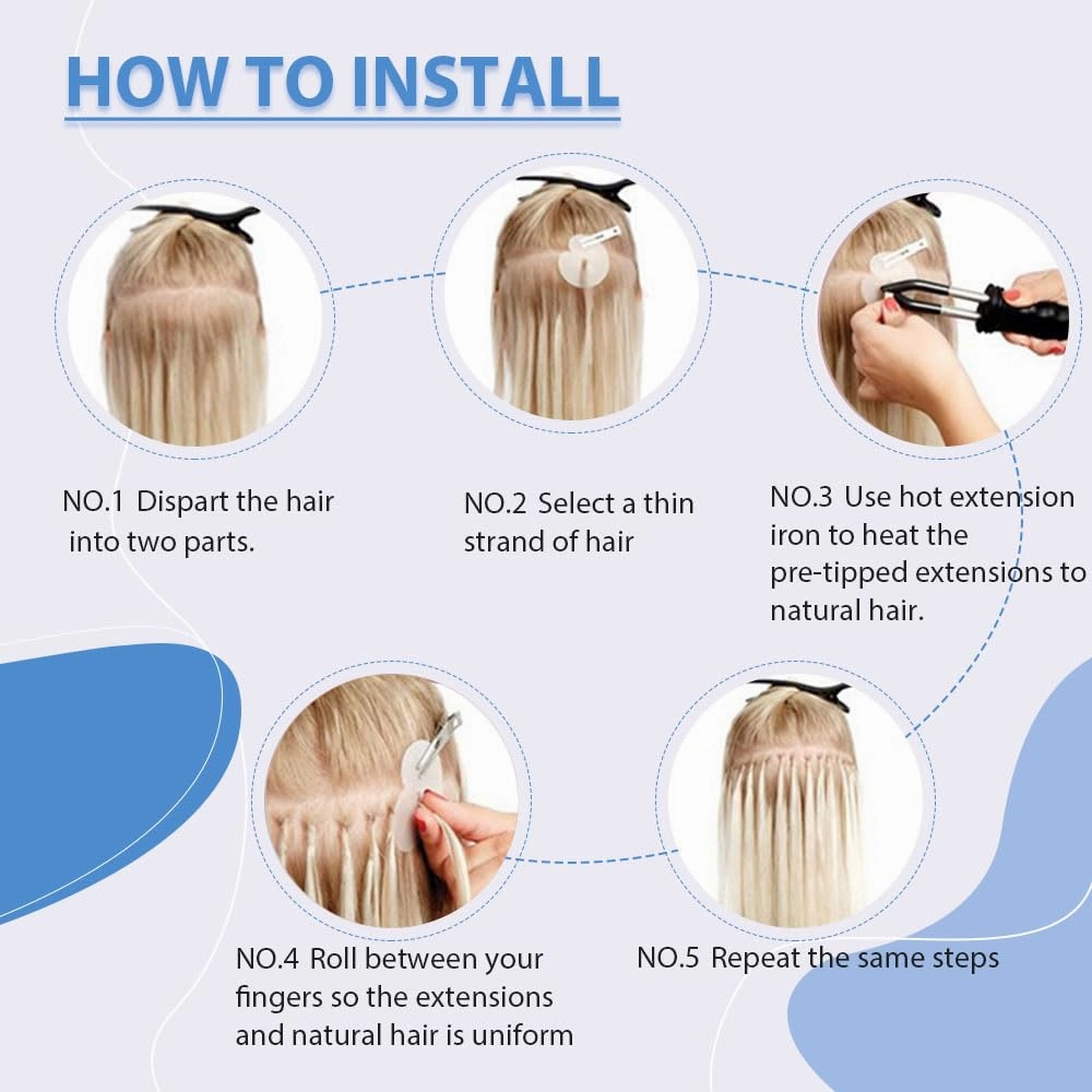 I Tip Hair Extensions Human Hair 100 Strands 12 Inch Ash Brown Mix Bleach Blonde #18P60 Pre-Bonded Cold Fusion Stick Tip Microlinks 50g