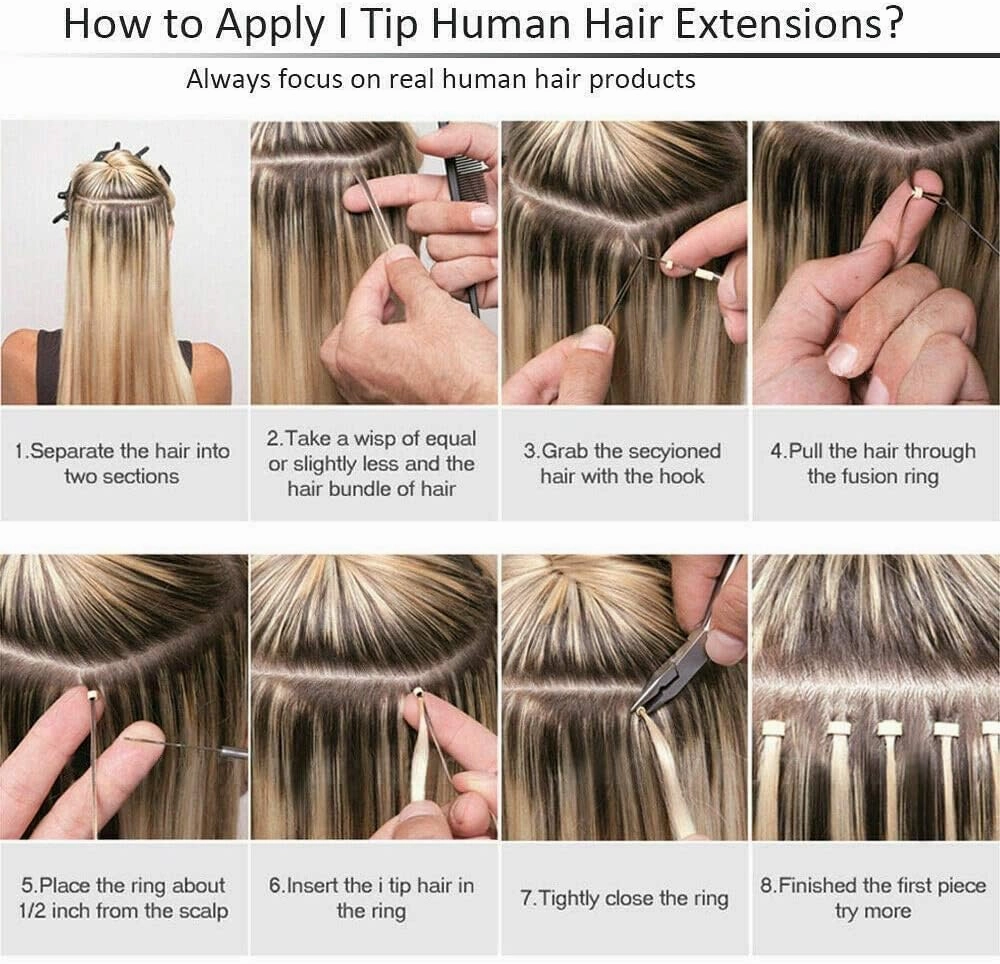 I Tip Hair Extensions Human Hair 100 Strands 12 Inch Ash Brown Mix Bleach Blonde #18P60 Pre-Bonded Cold Fusion Stick Tip Microlinks 50g