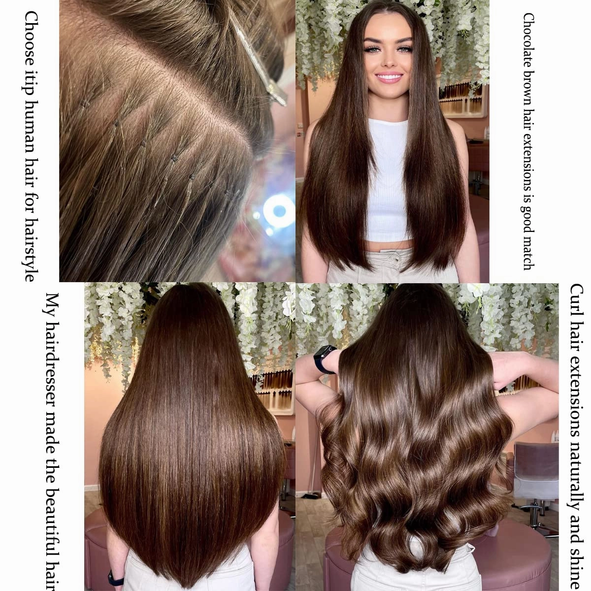 I Tip Human Hair Extensions, Pre Bonded Keratin Stick In Hair Extensions for Women 22inch #4 Medium Brown 1g/Strand 100g/Package Straight Remy Hair I Tip Extensions